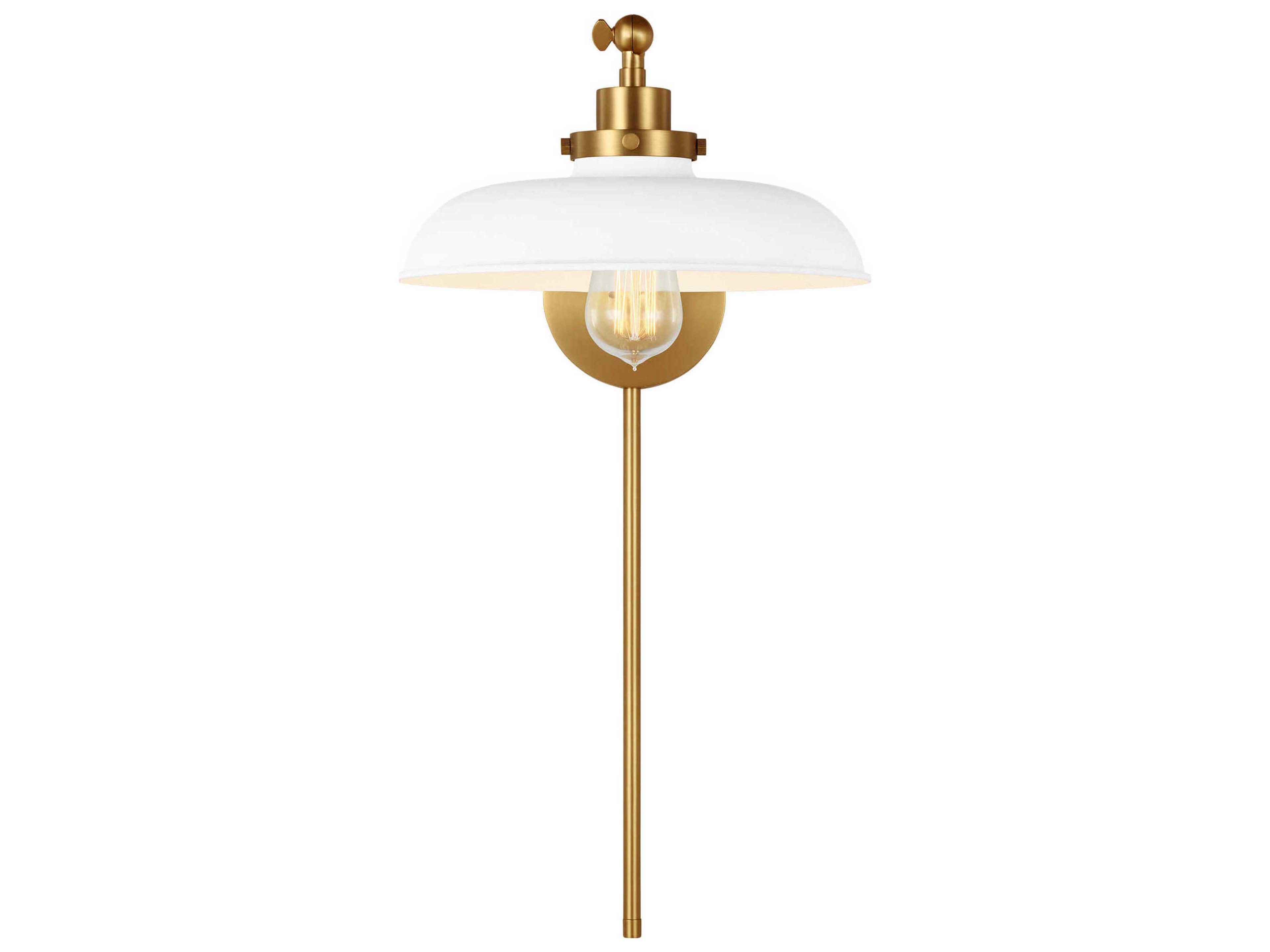 Visual Comfort Studio Wellfleet 1-Light Matte White Burnished Brass Swing Wall Sconce