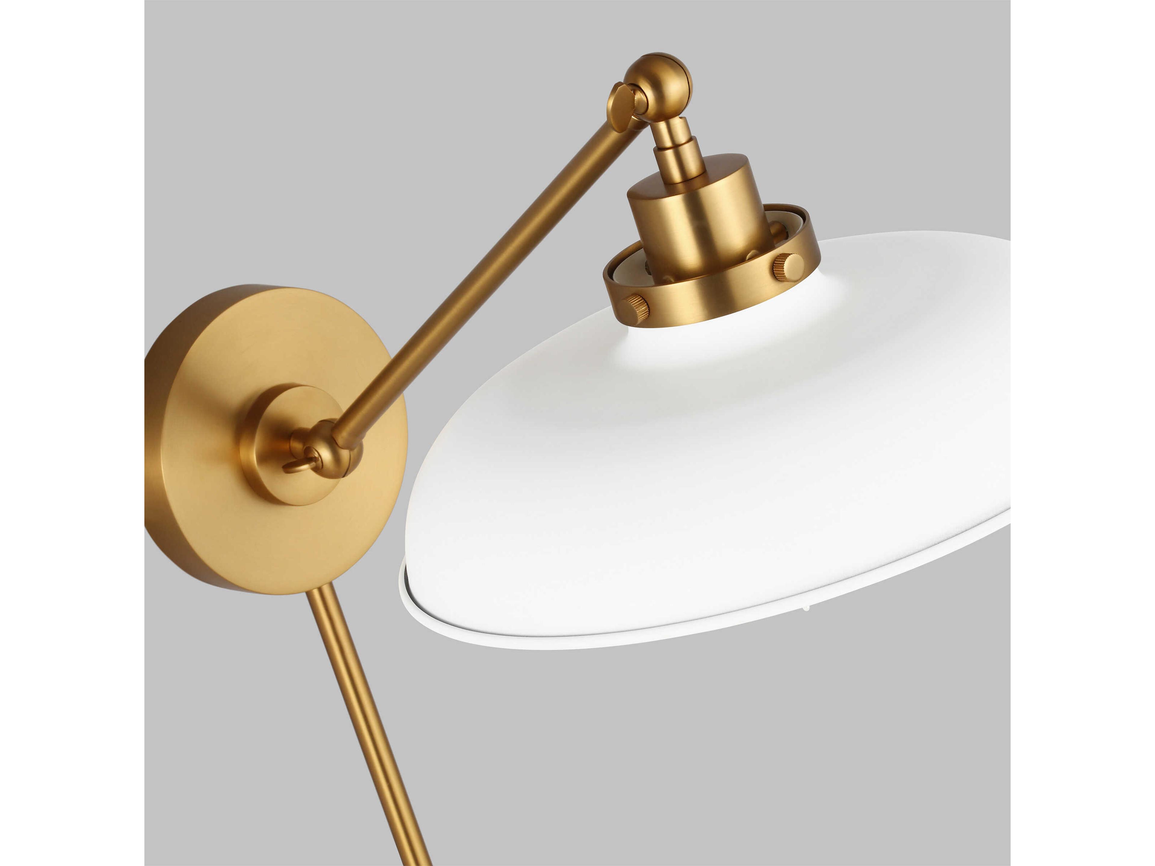 Visual Comfort Studio Wellfleet 1-Light Matte White Burnished Brass Swing Wall Sconce