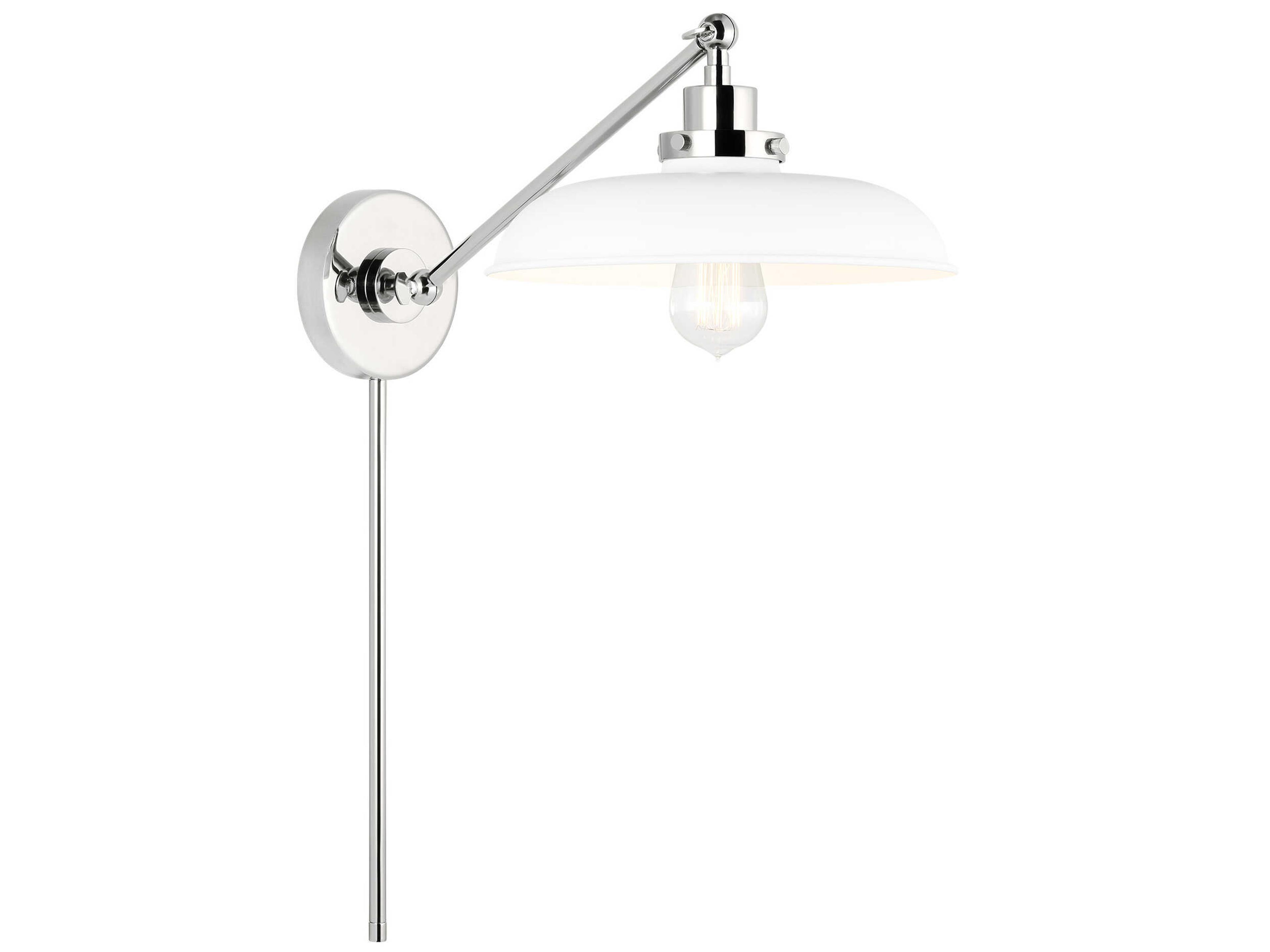 Visual Comfort Studio Wellfleet 1-Light Matte White Polished Nickel Swing Wall Sconce