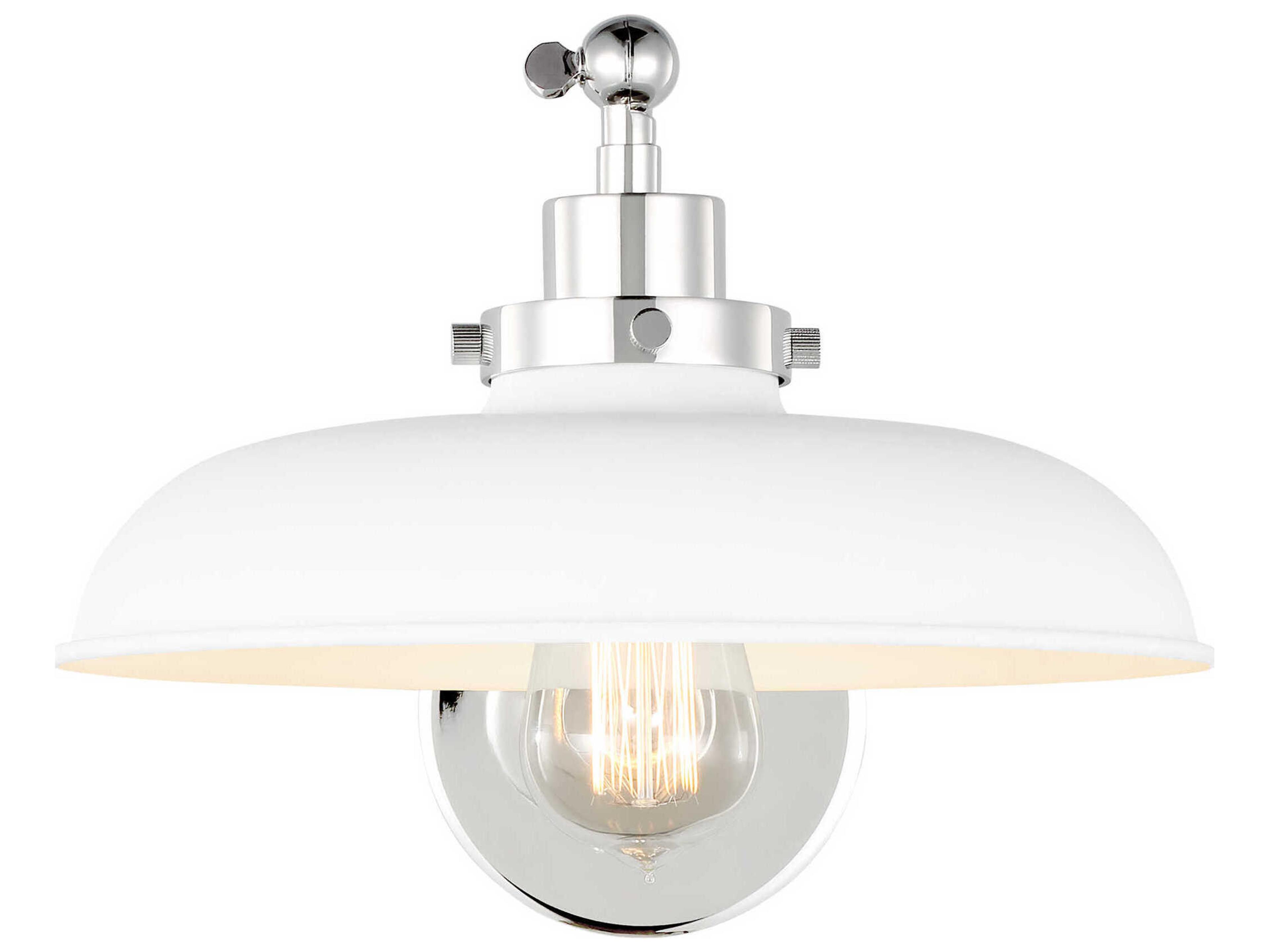 Visual Comfort Studio Wellfleet 1-Light Matte White Polished Nickel Swing Wall Sconce