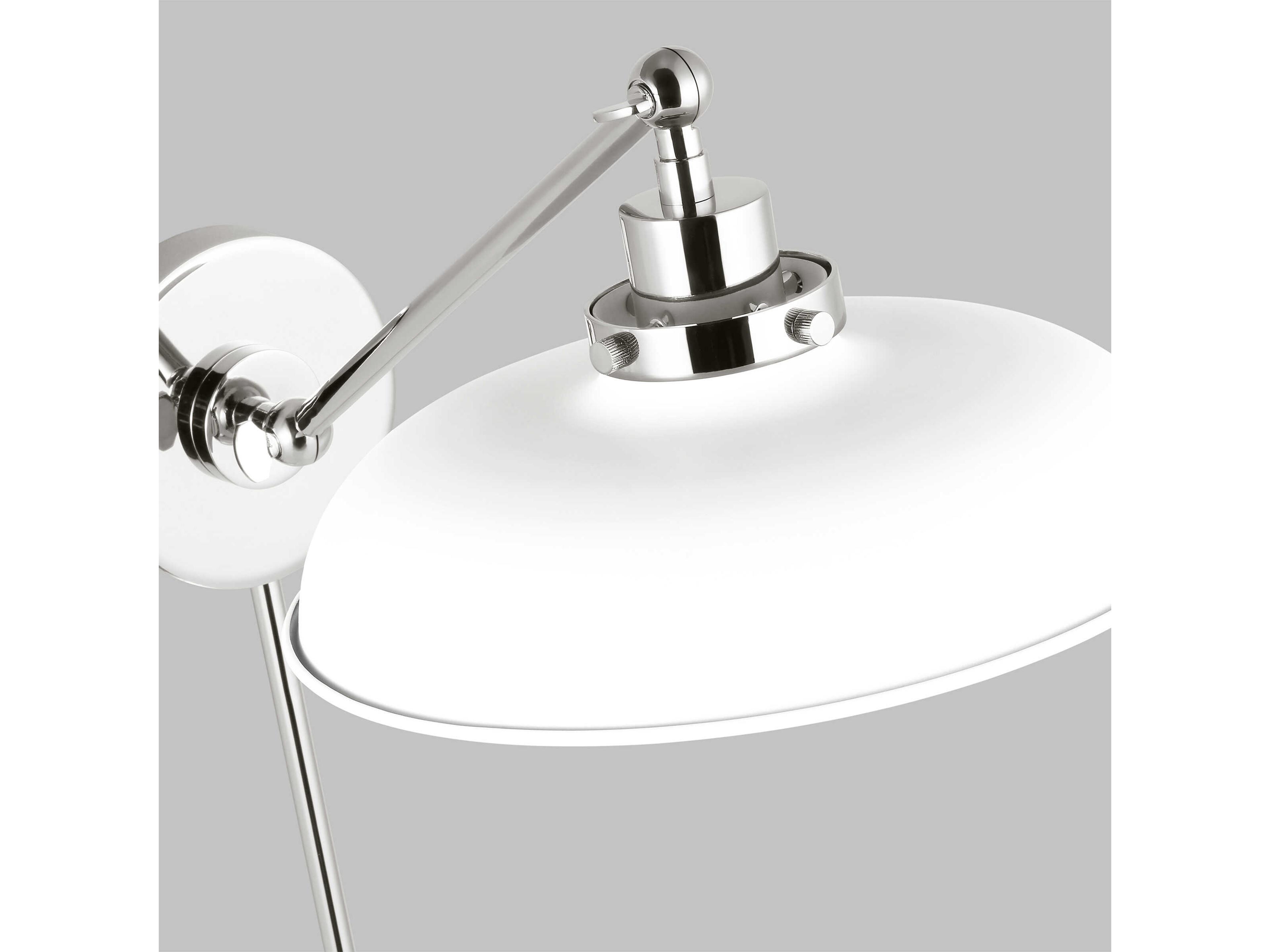 Visual Comfort Studio Wellfleet 1-Light Matte White Polished Nickel Swing Wall Sconce