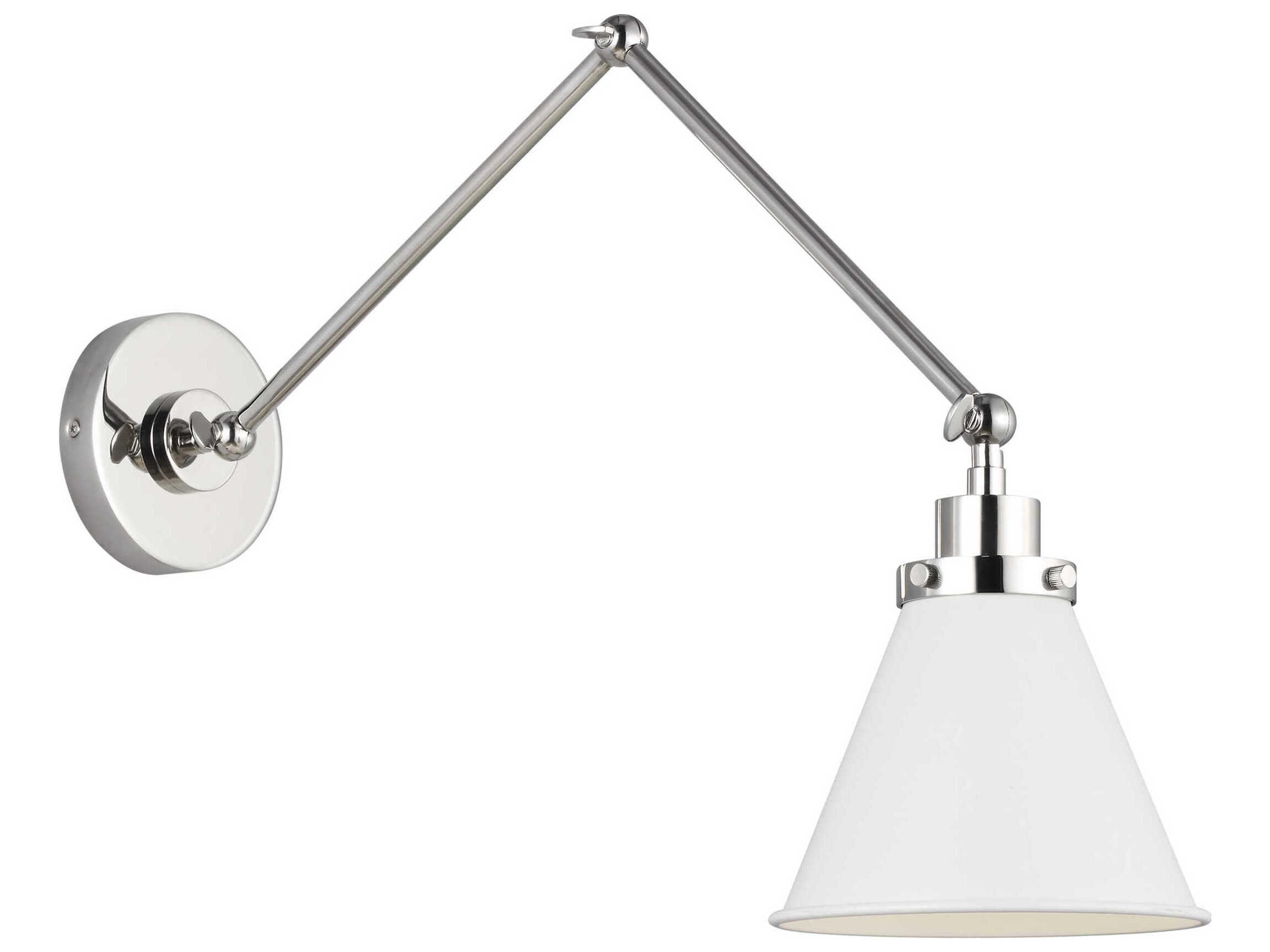 Double Arm Task Sconce Wellfleet Matte White and Polished Nickel
