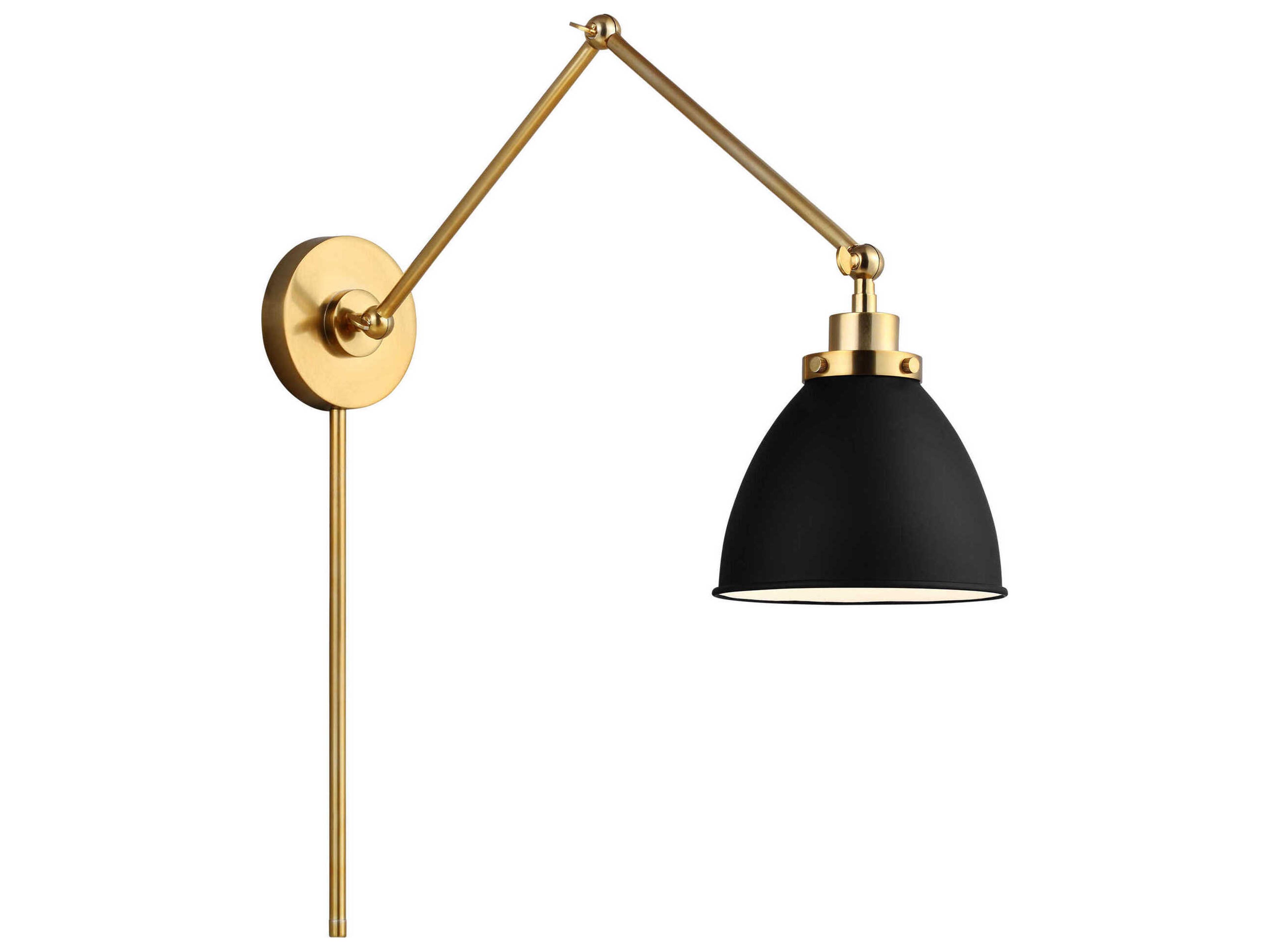 Visual Comfort Studio Wellfleet 1-Light Midnight Black Burnished Brass Swing Wall Sconce