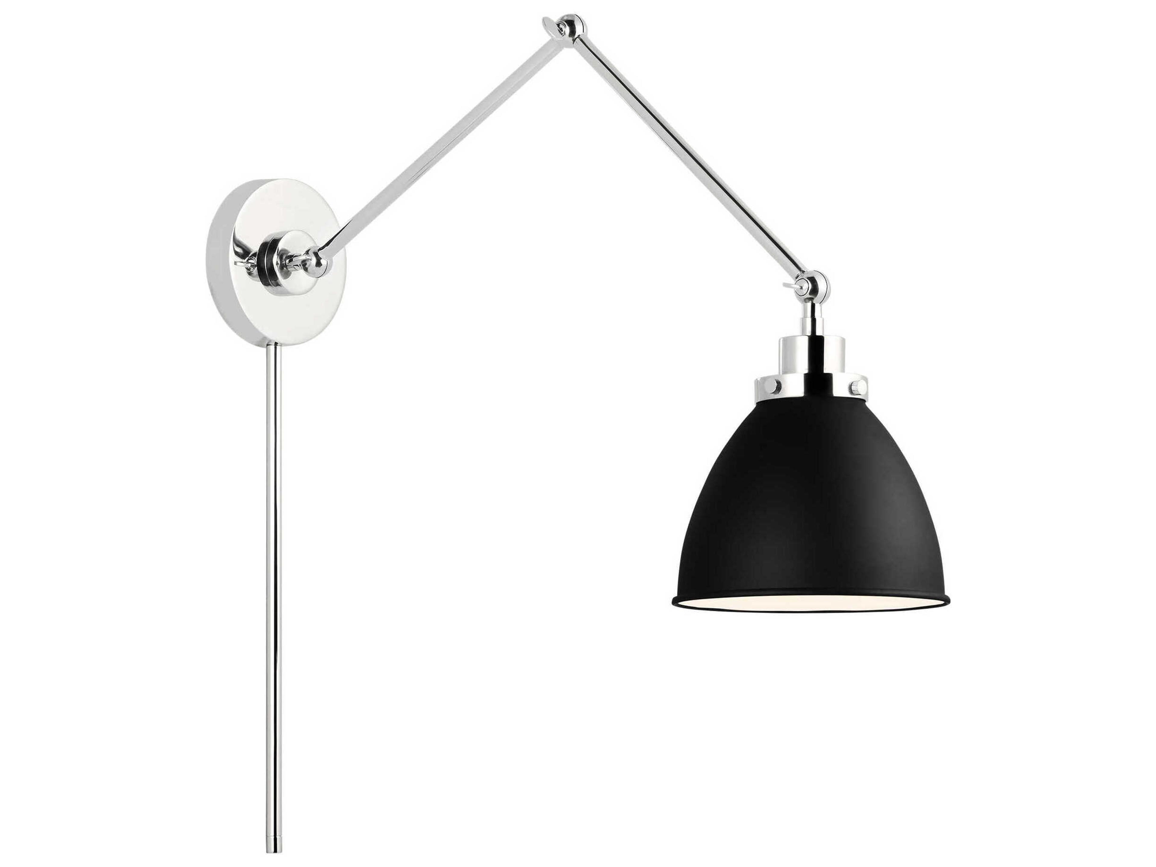 Visual Comfort Studio Wellfleet 1-Light Midnight Black Polished Nickel Swing Wall Sconce