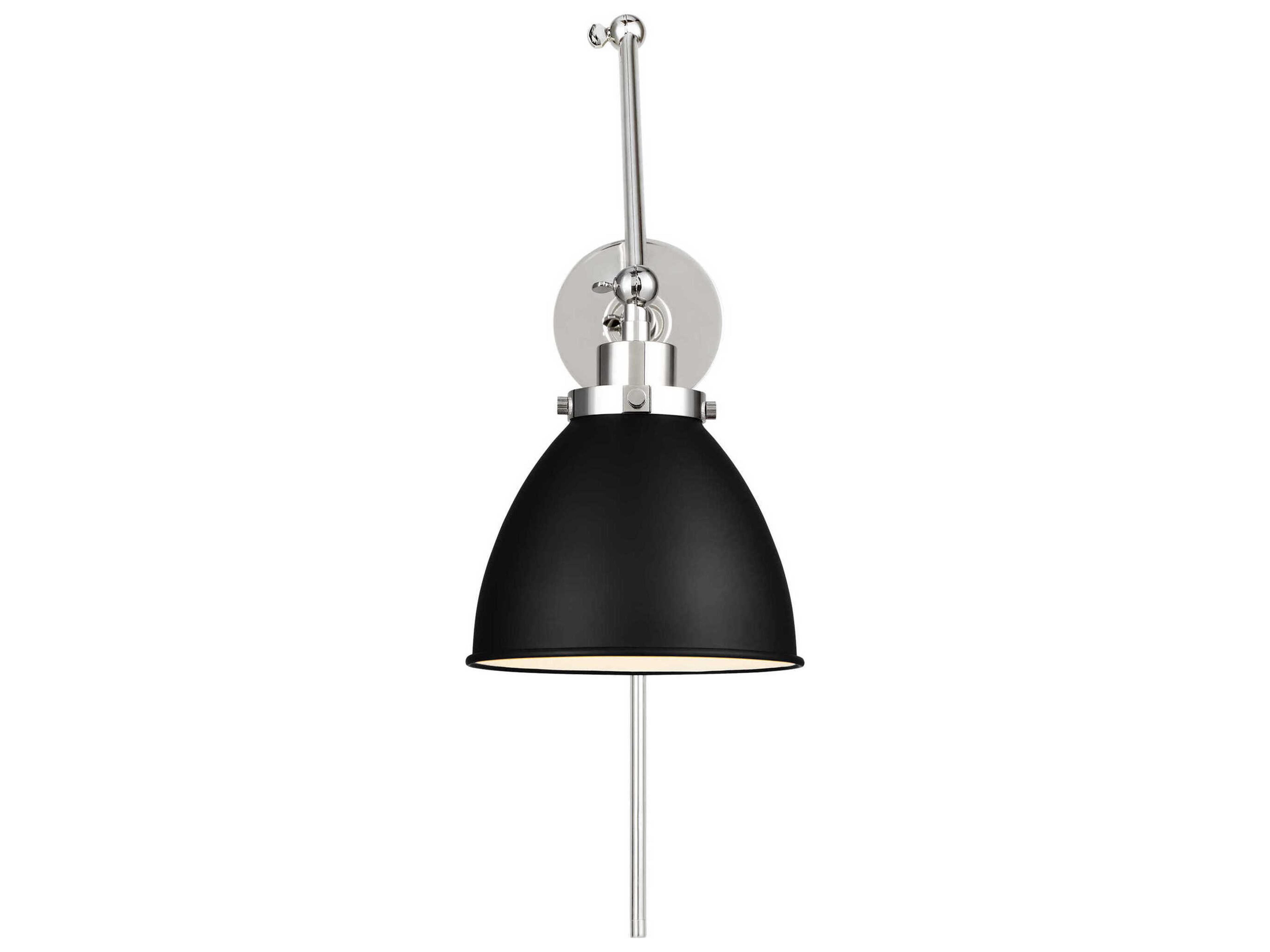 Visual Comfort Studio Wellfleet 1-Light Midnight Black Polished Nickel Swing Wall Sconce