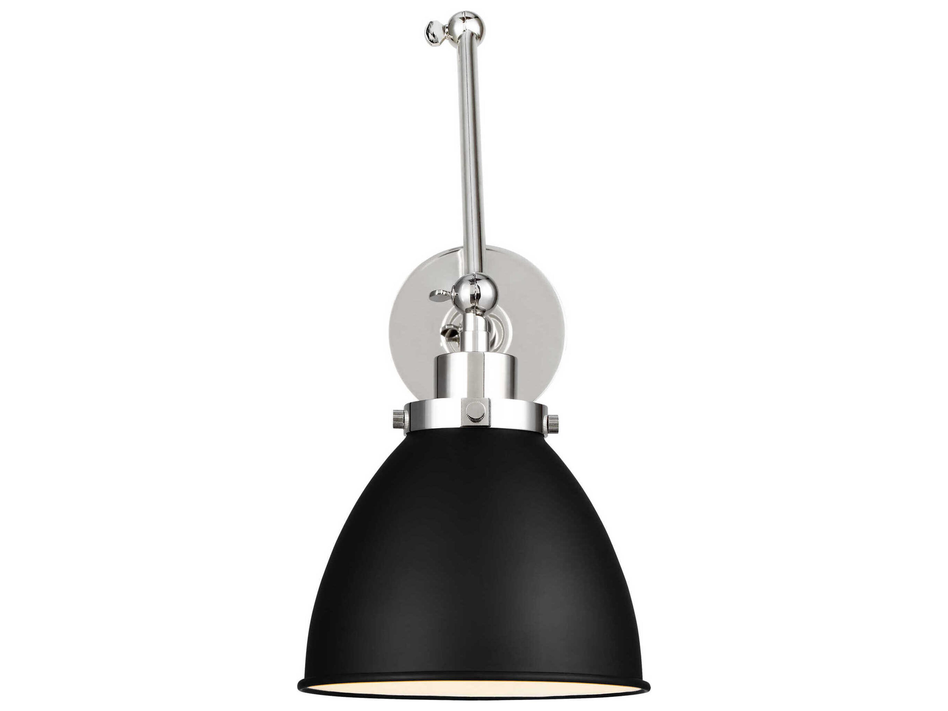 Visual Comfort Studio Wellfleet 1-Light Midnight Black Polished Nickel Swing Wall Sconce