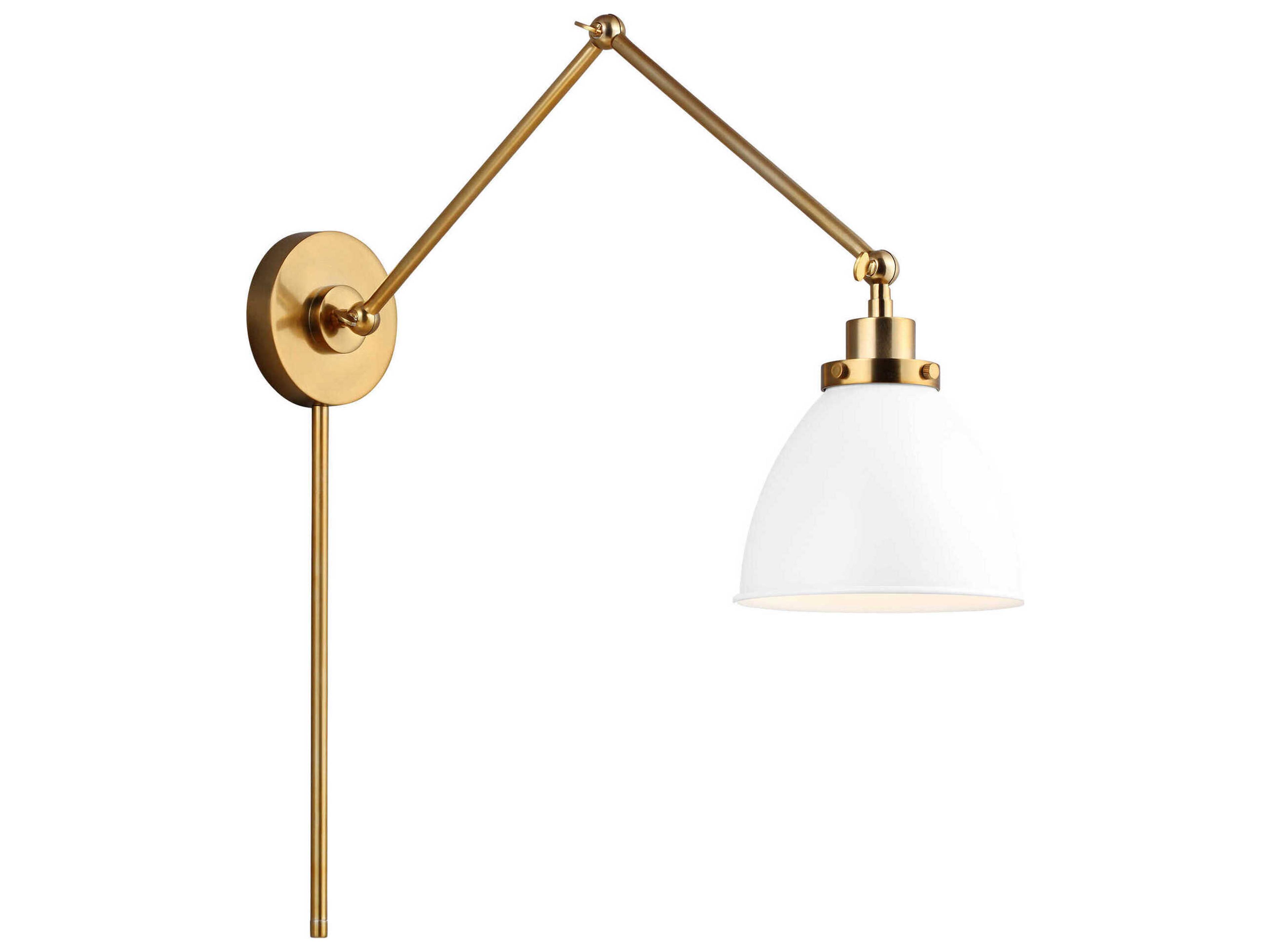 Visual Comfort Studio Wellfleet 1-Light Matte White Burnished Brass Swing Wall Sconce