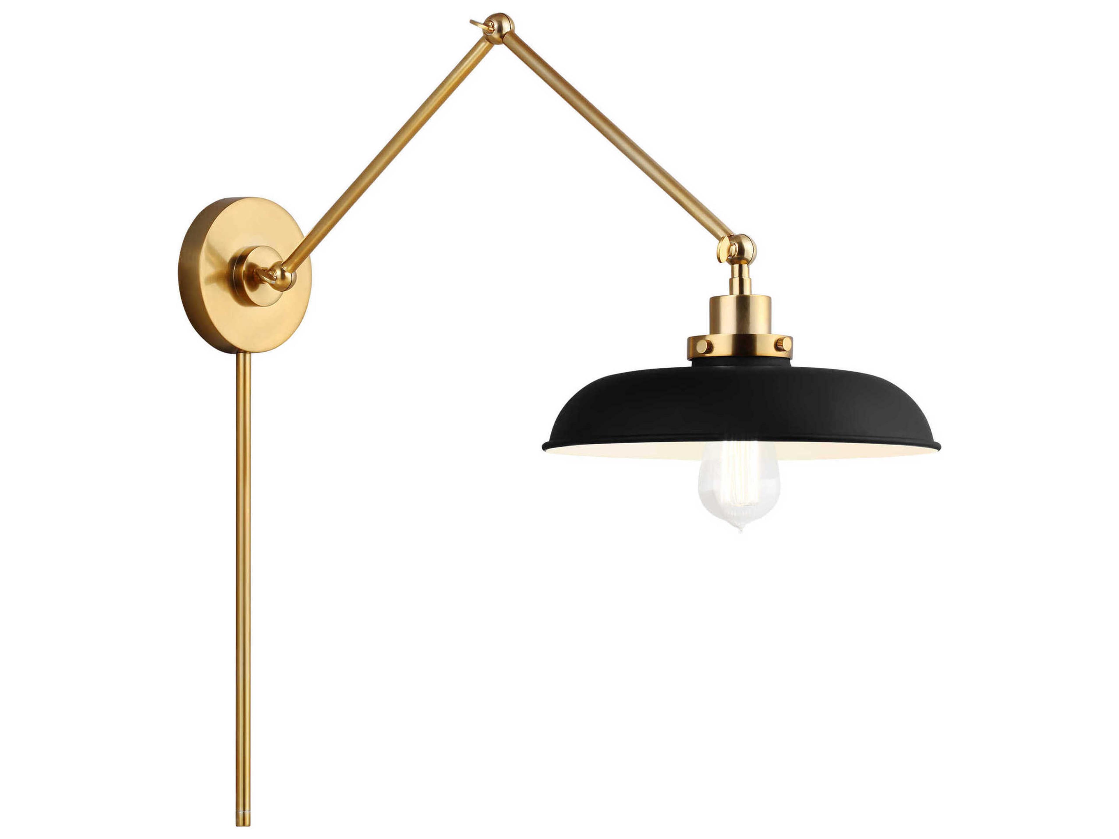 Visual Comfort Studio Wellfleet 1-Light Midnight Black Burnished Brass Swing Wall Sconce