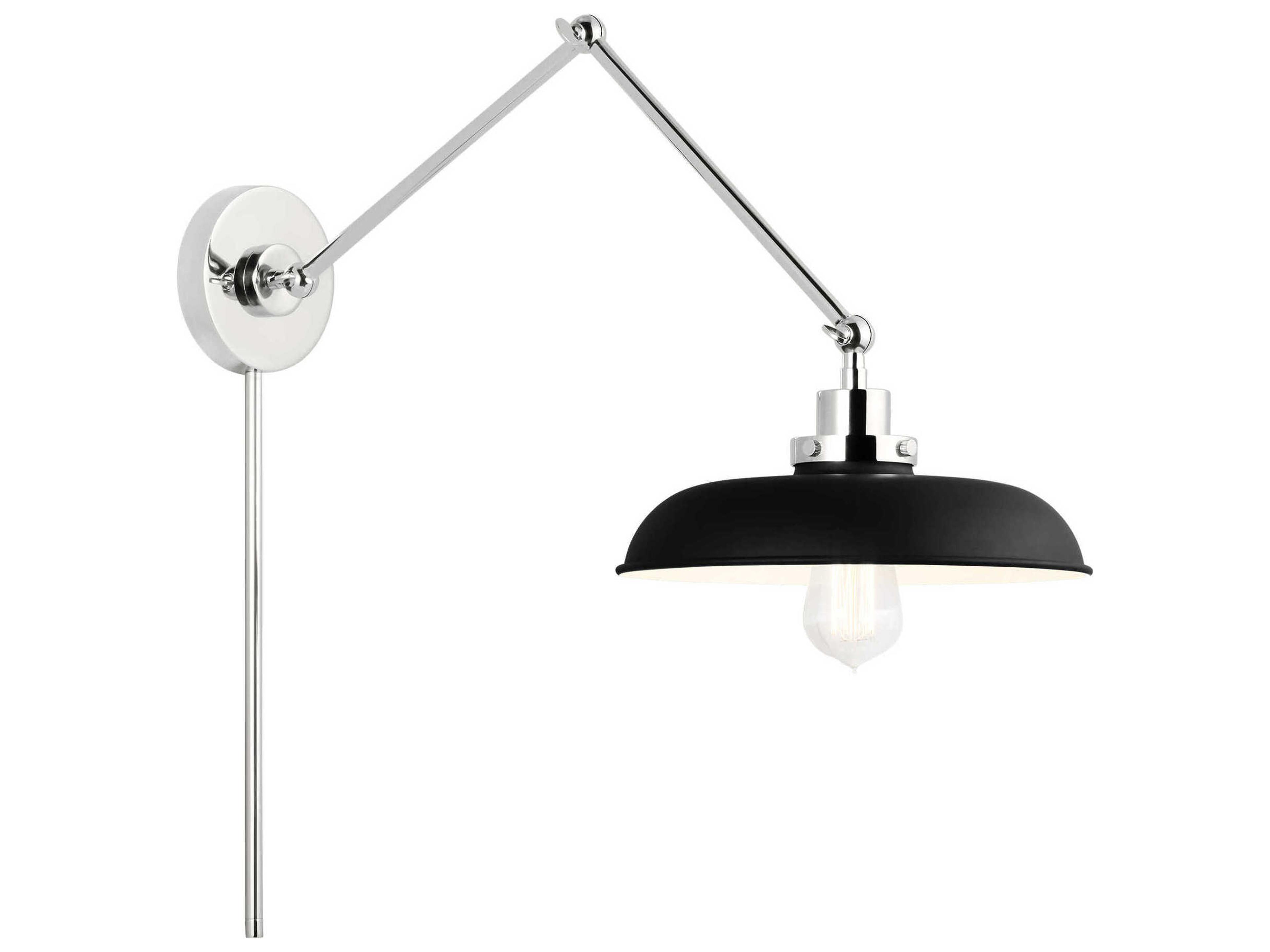 Visual Comfort Studio Wellfleet 1-Light Midnight Black Polished Nickel Swing Wall Sconce