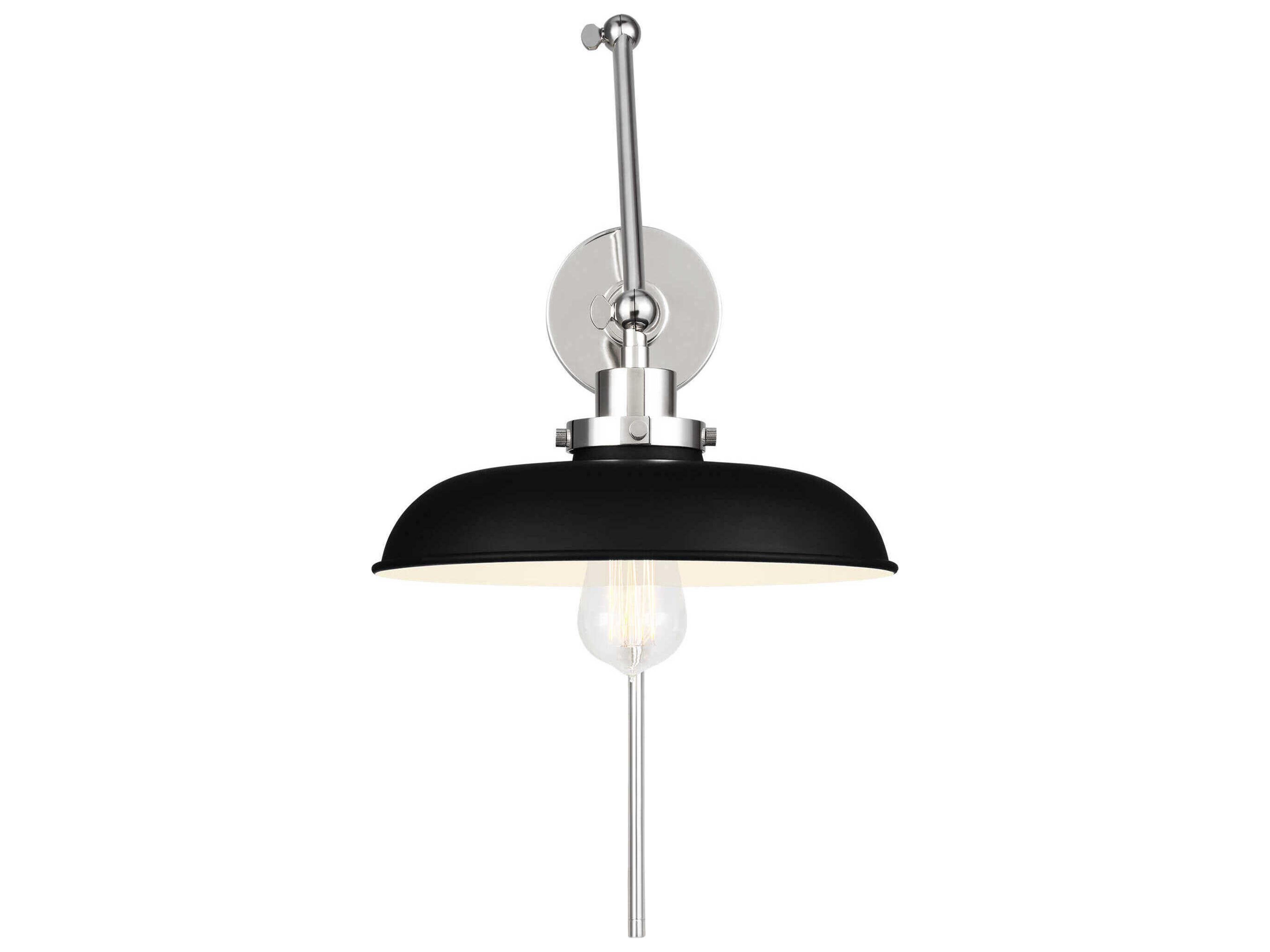 Visual Comfort Studio Wellfleet 1-Light Midnight Black Polished Nickel Swing Wall Sconce