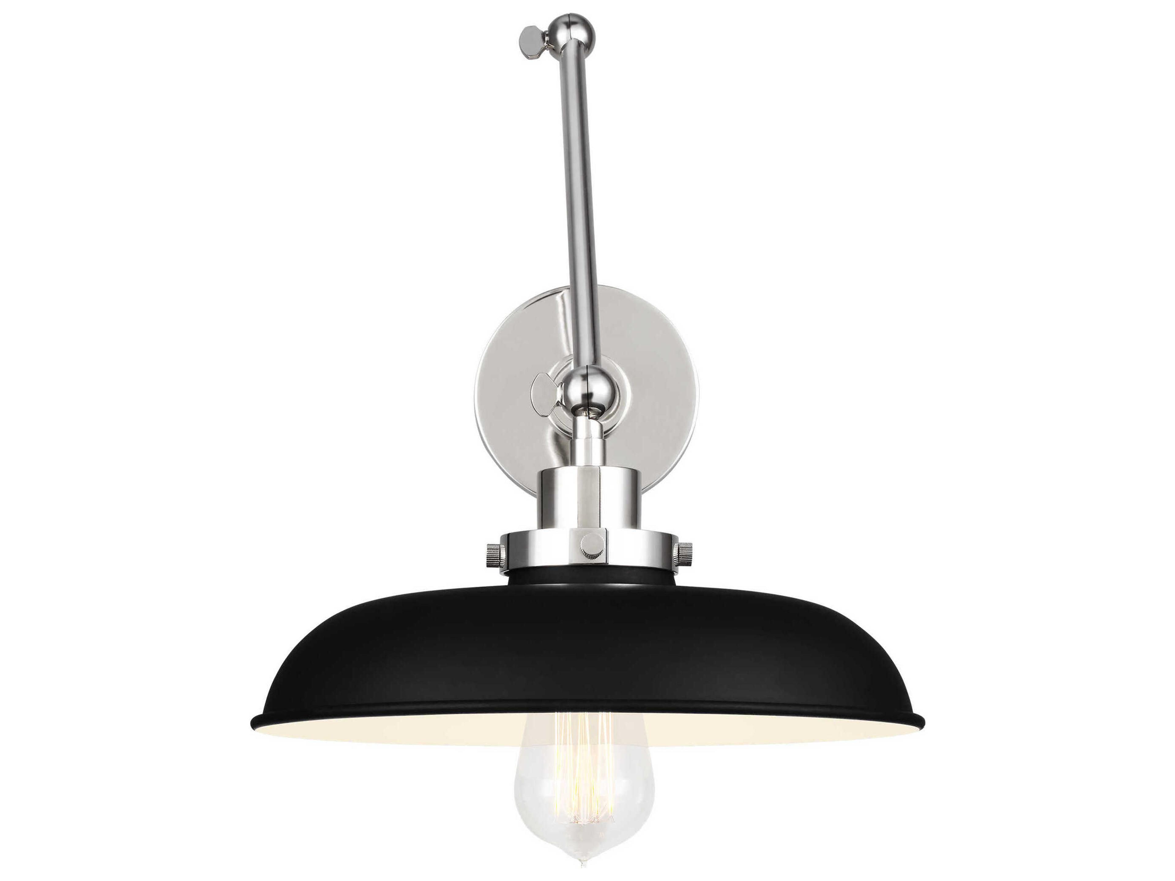 Visual Comfort Studio Wellfleet 1-Light Midnight Black Polished Nickel Swing Wall Sconce