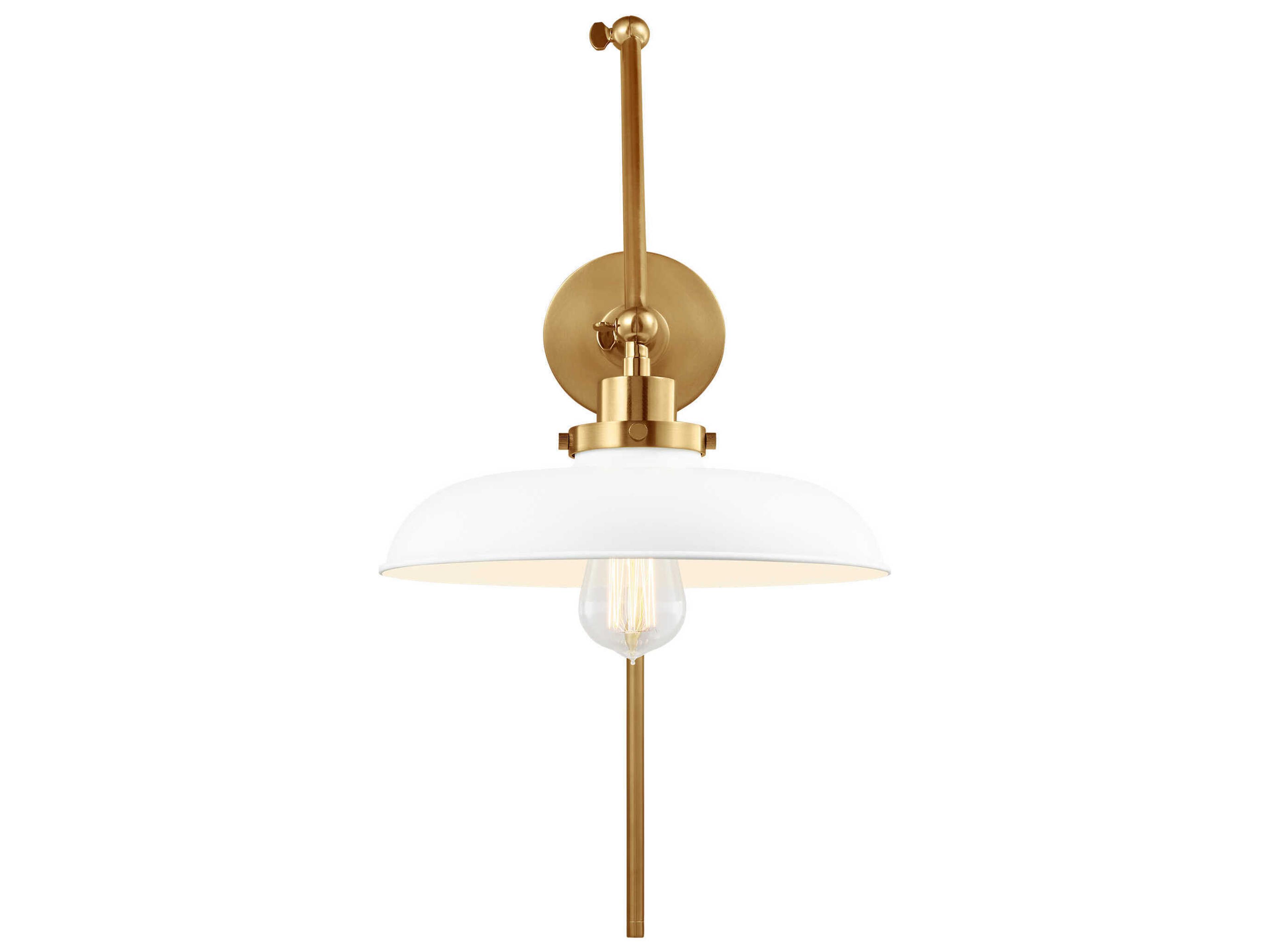 Visual Comfort Studio Wellfleet 1-Light Matte White Burnished Brass Swing Wall Sconce