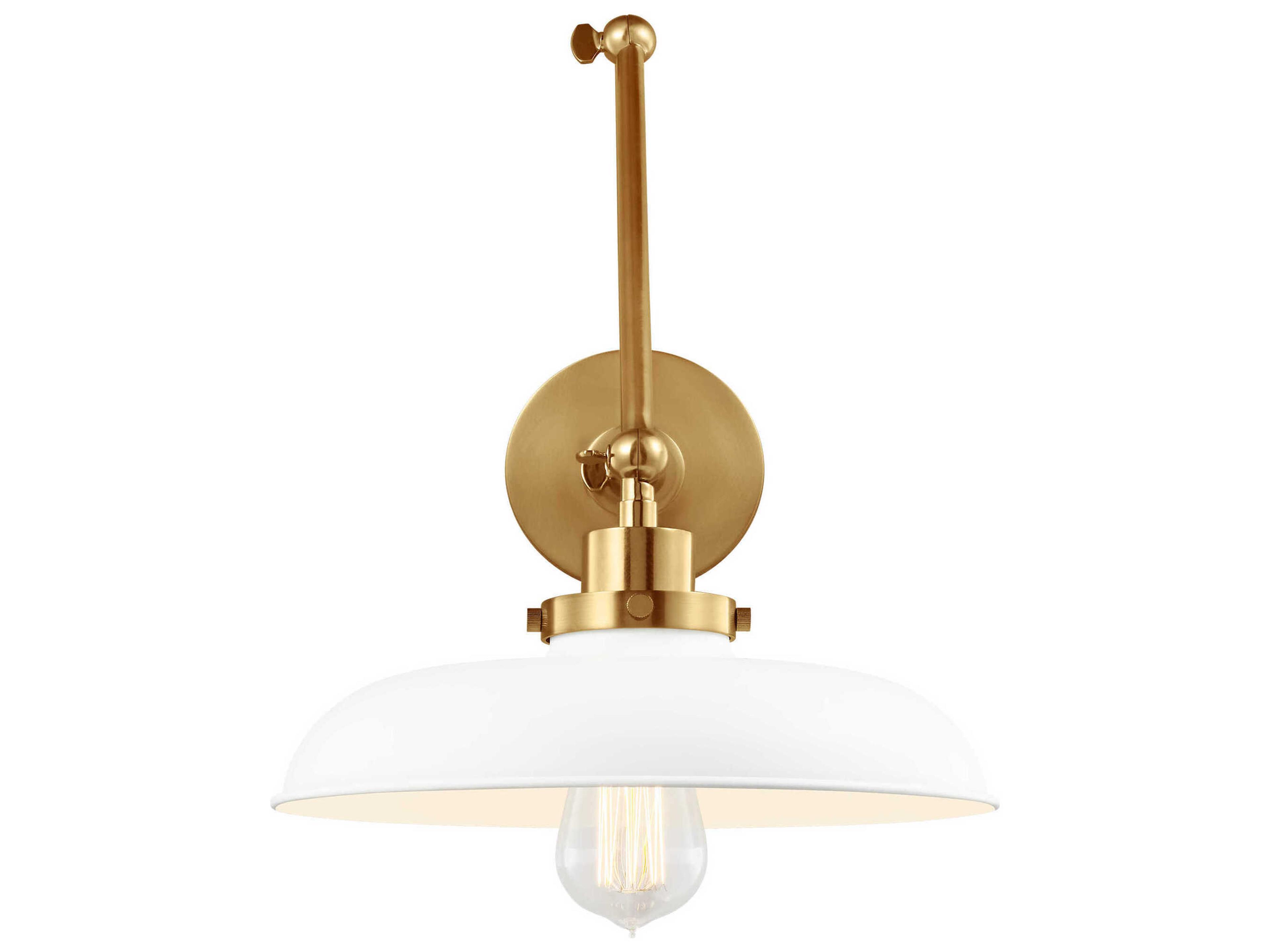 Visual Comfort Studio Wellfleet 1-Light Matte White Burnished Brass Swing Wall Sconce