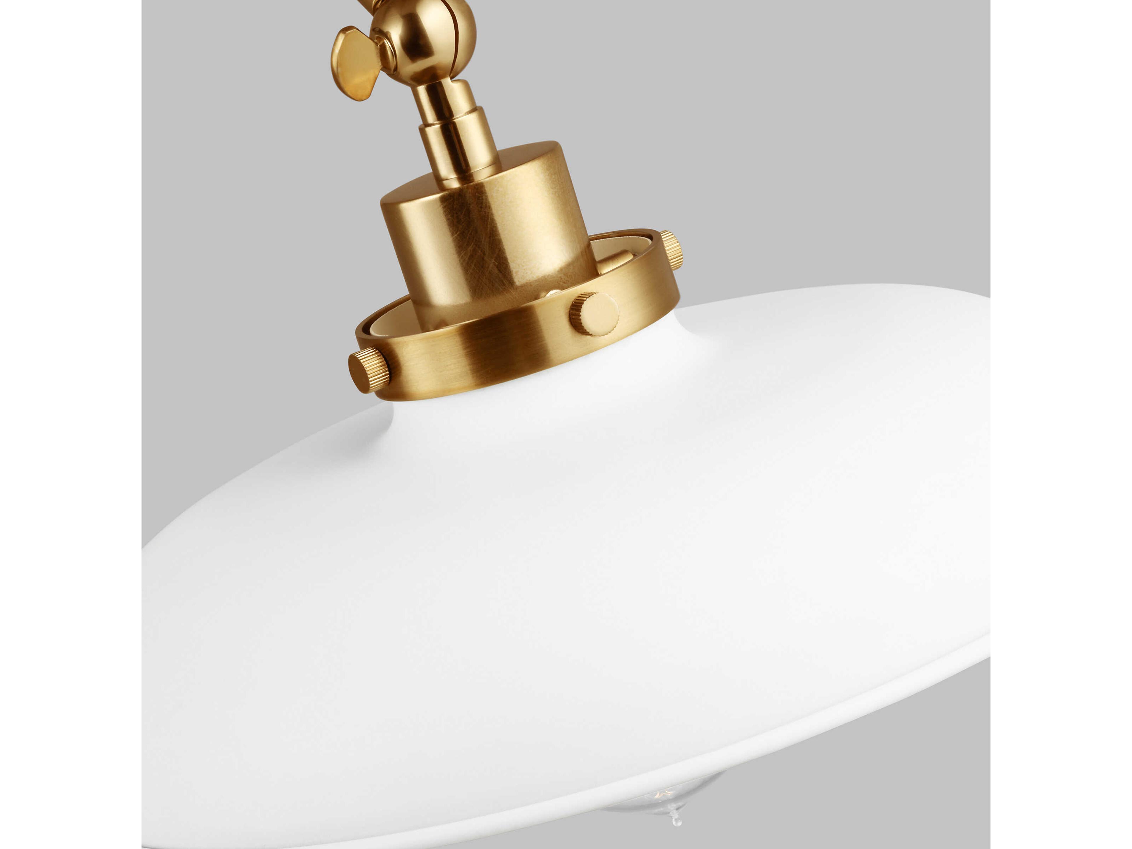 Visual Comfort Studio Wellfleet 1-Light Matte White Burnished Brass Swing Wall Sconce