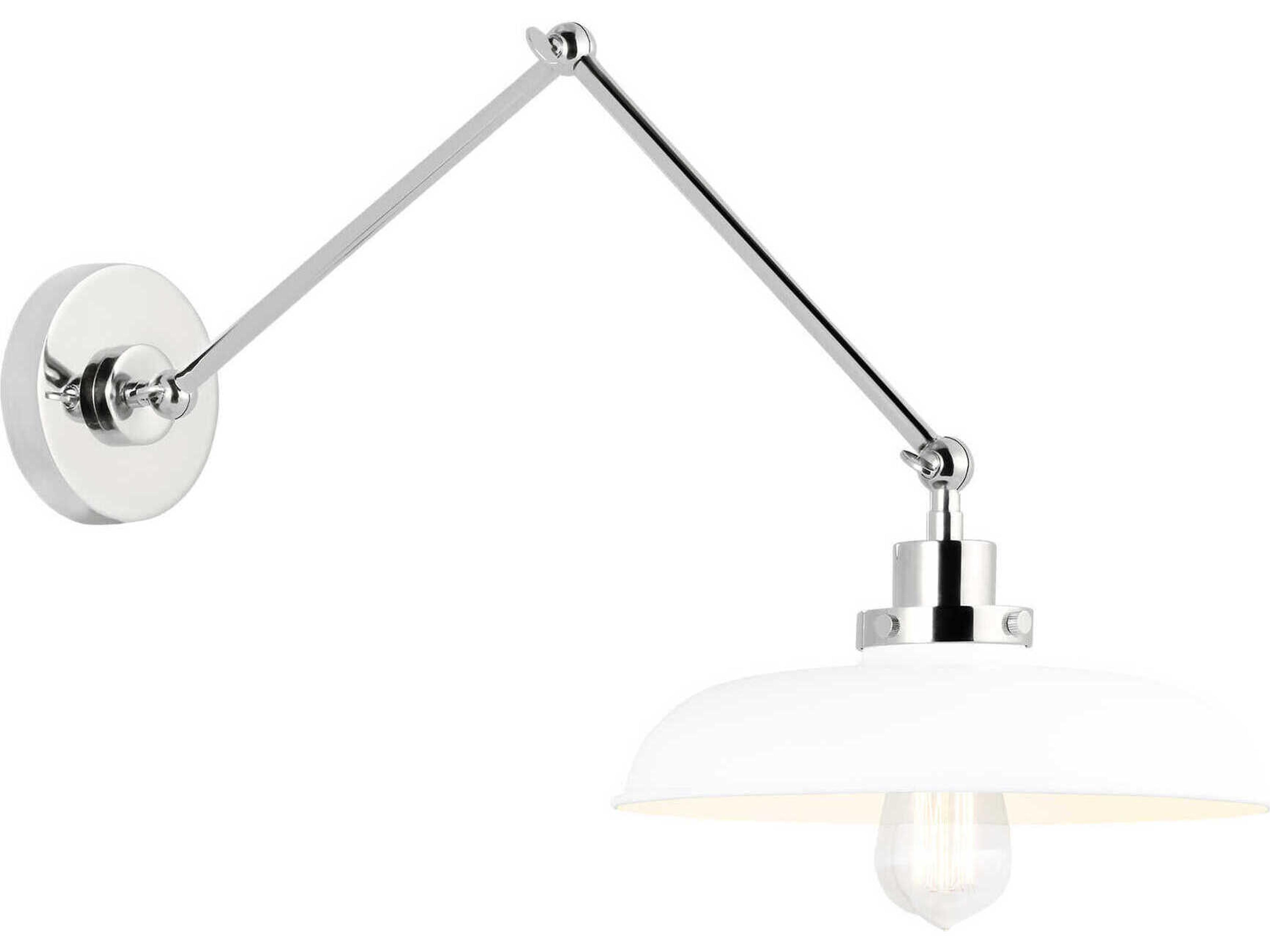 Wellfleet Double Arm Task Sconce Matte White Polished Nickel