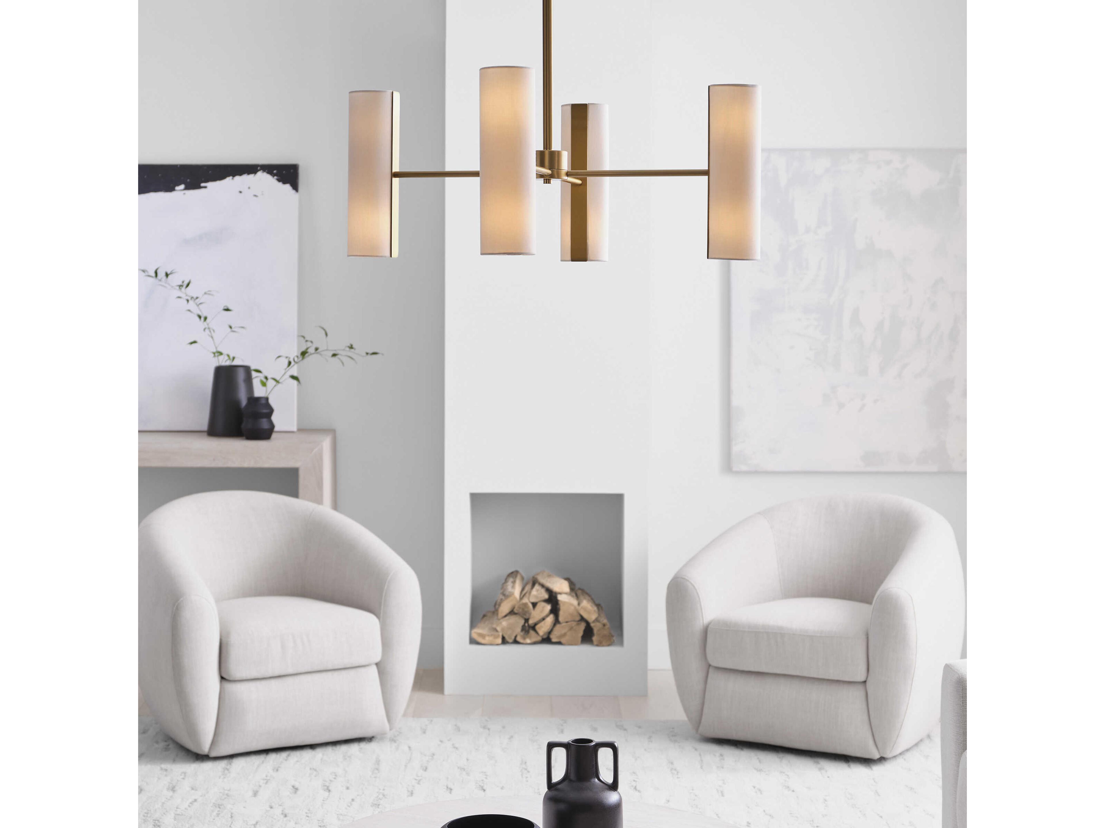 Visual Comfort Studio Capalino 8-Light Satin Brass Cylinder Chandelier