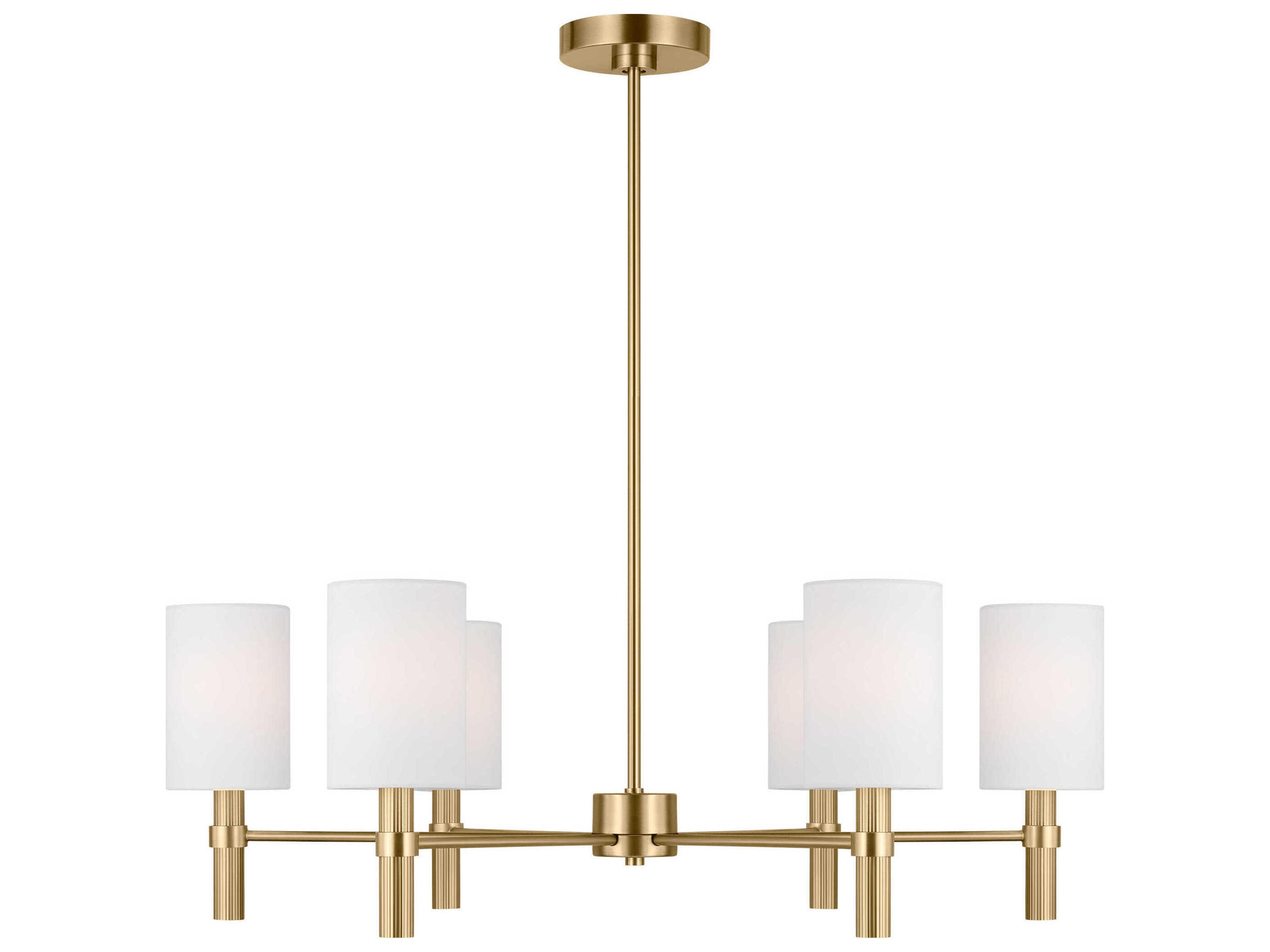 Visual Comfort Studio Manor 6-Light Satin Brass Cylinder Chandelier