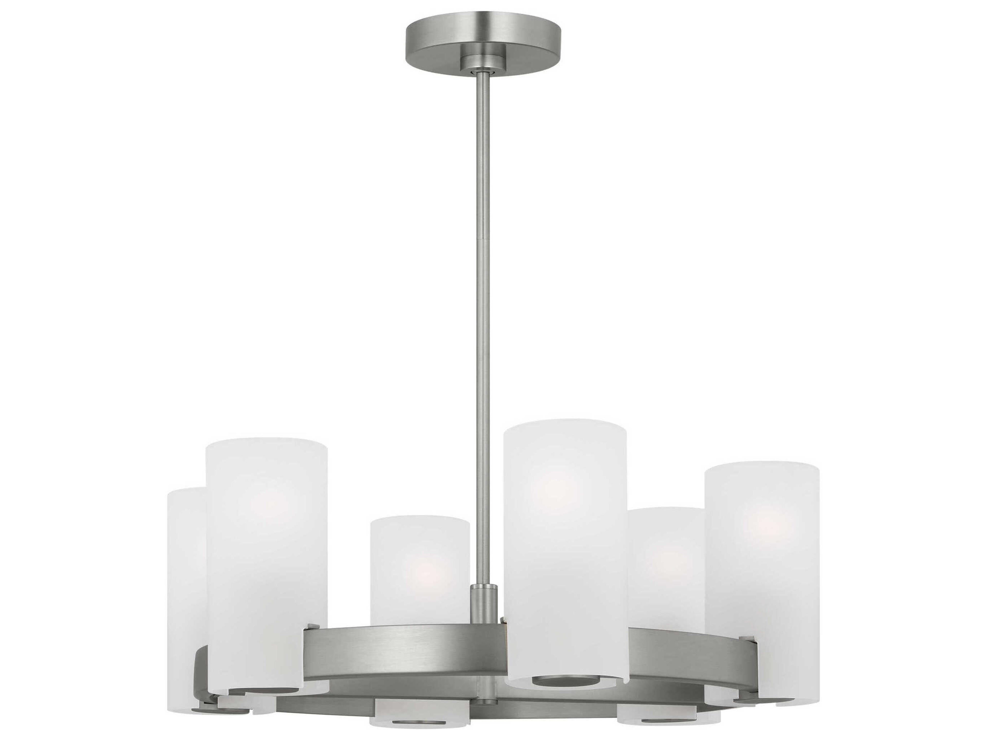 Rhode 6-Light Chandelier Brushed Steel Etched Glass