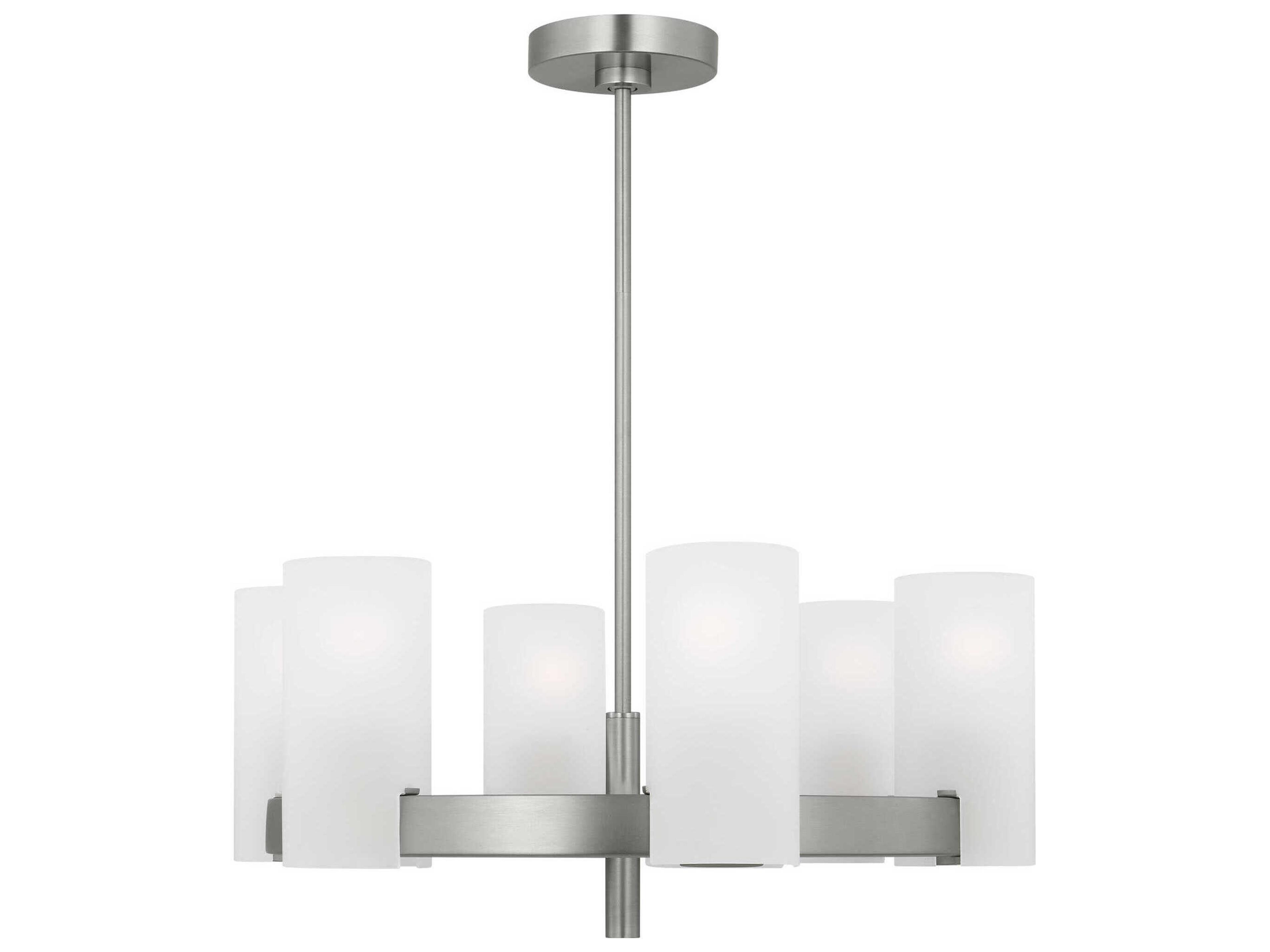 Visual Comfort Studio Rhode 6-Light Brushed Steel Cylinder Chandelier