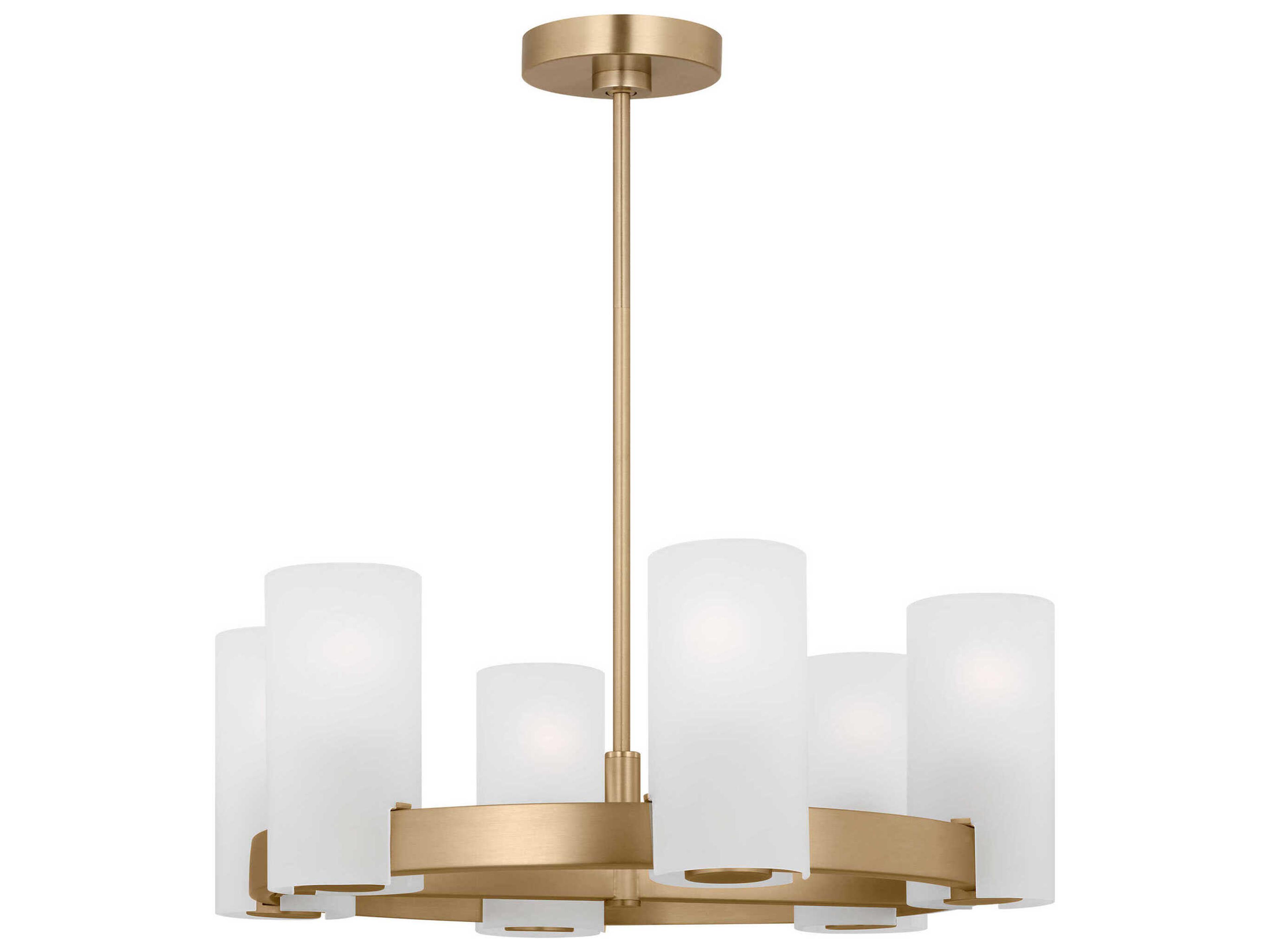 6 Light Chandelier Rhode Satin Brass Etched Glass