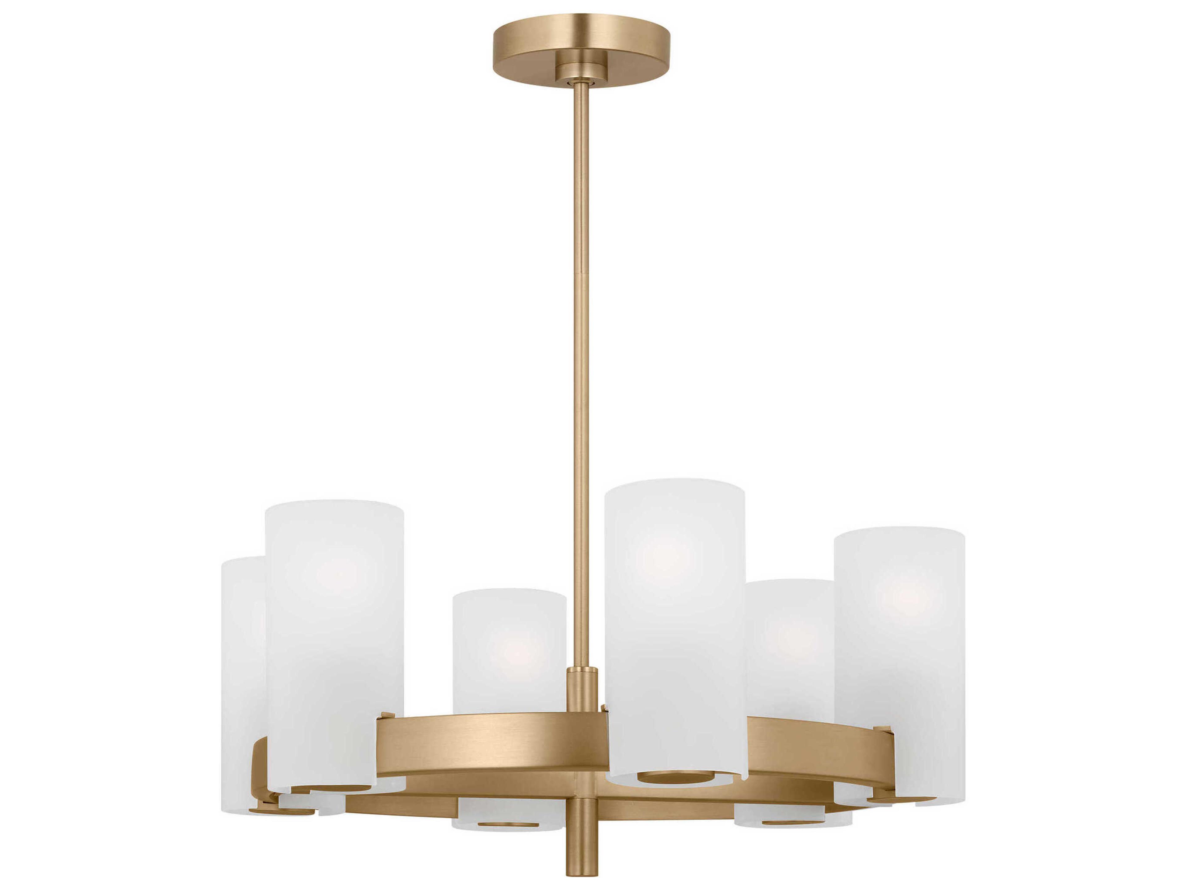 Visual Comfort Studio Rhode 6-Light Satin Brass Cylinder Chandelier