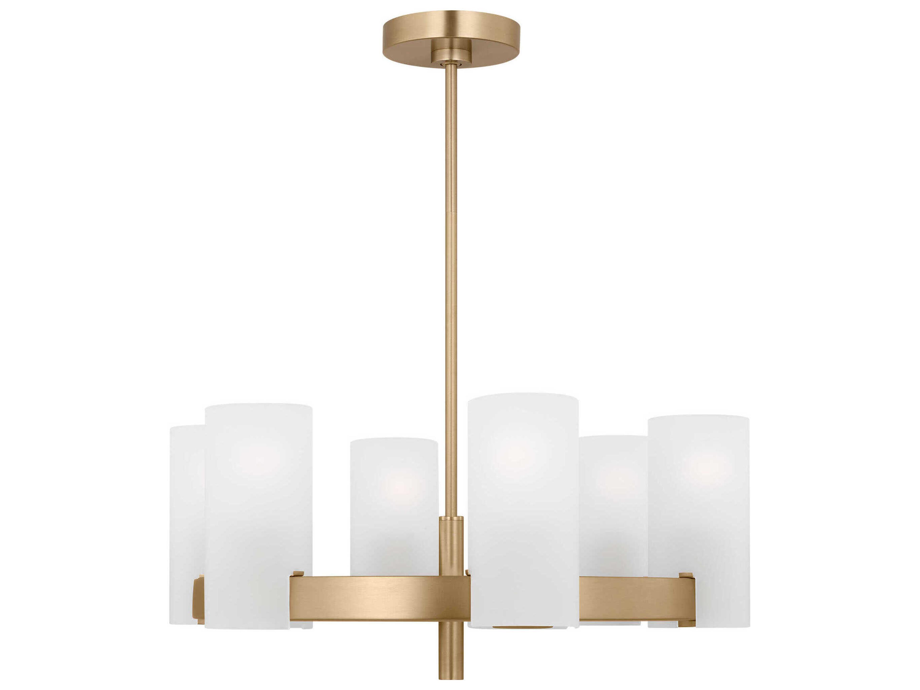 Visual Comfort Studio Rhode 6-Light Satin Brass Cylinder Chandelier