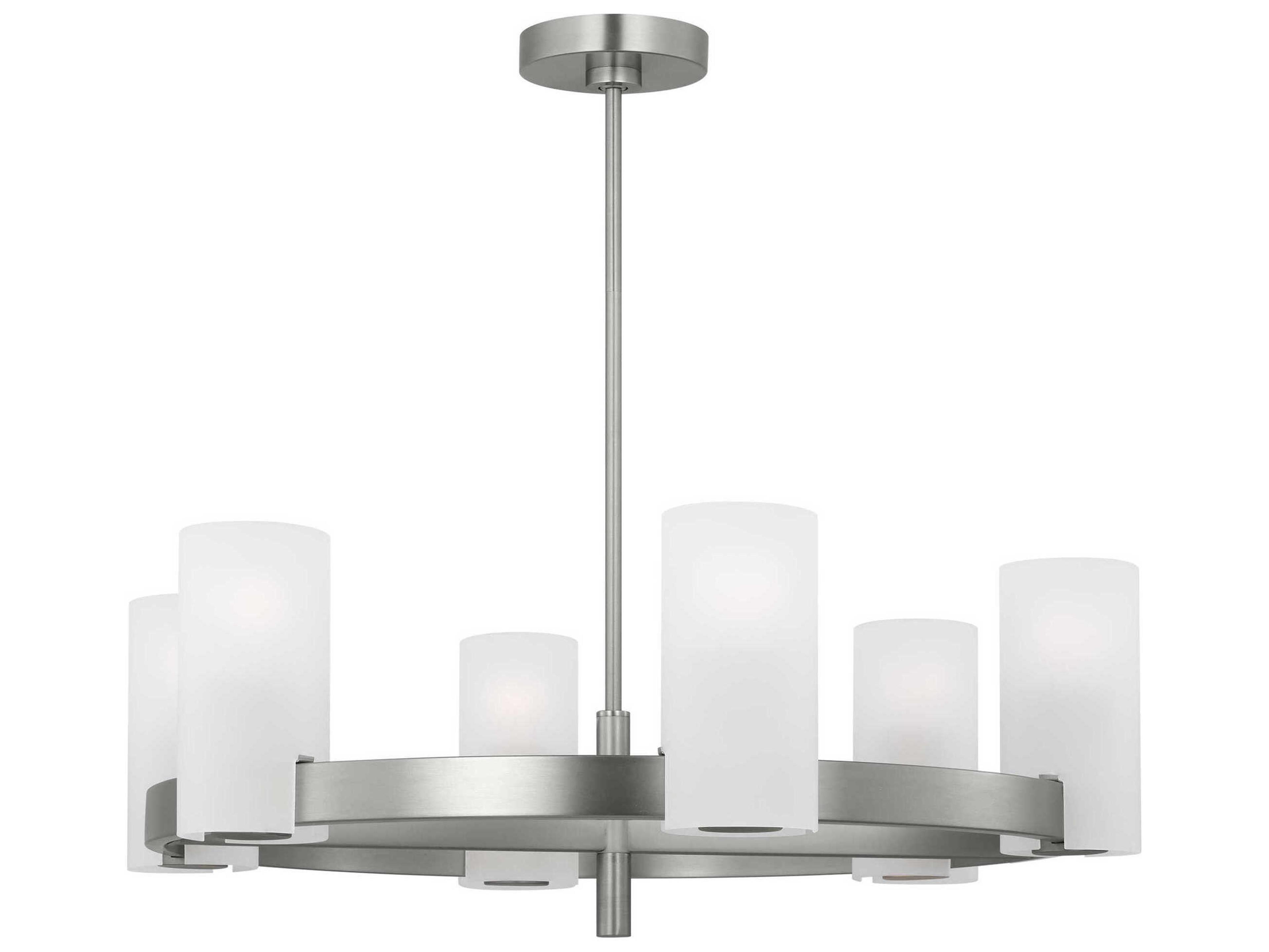 Visual Comfort Studio Rhode 6-Light Brushed Steel Cylinder Chandelier
