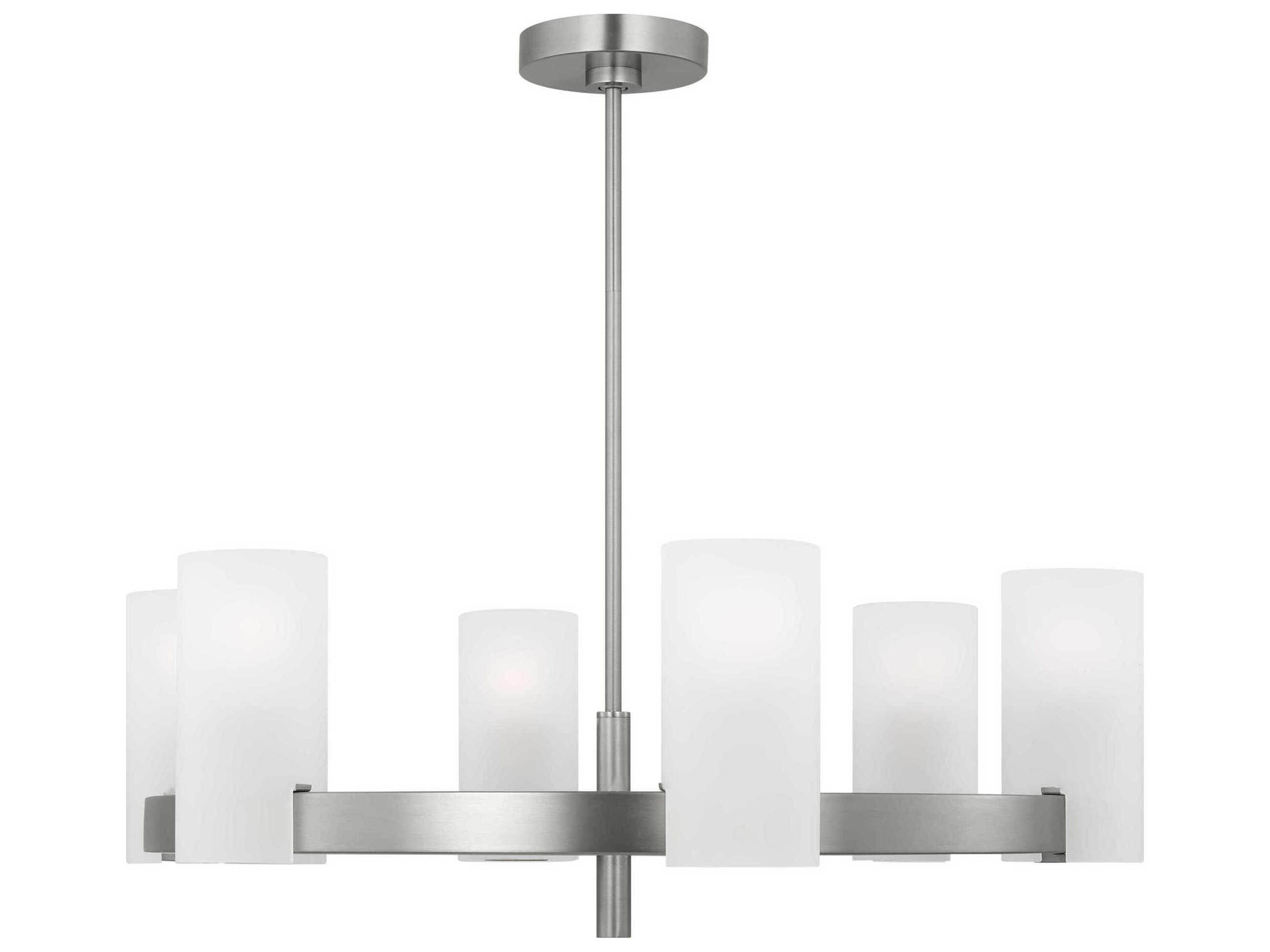 Visual Comfort Studio Rhode 6-Light Brushed Steel Cylinder Chandelier