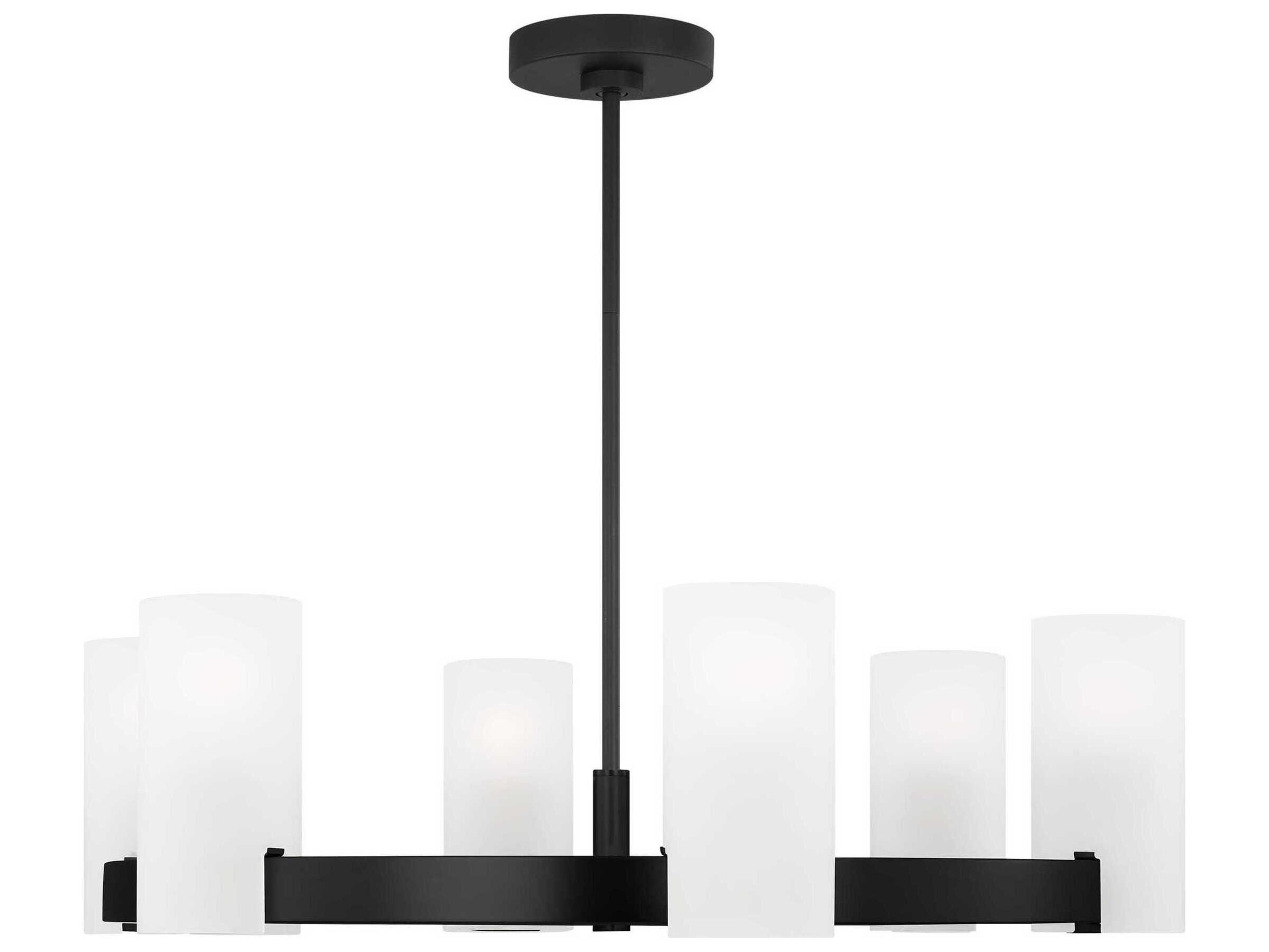 Visual Comfort Studio Rhode 6-Light Midnight Black Cylinder Chandelier