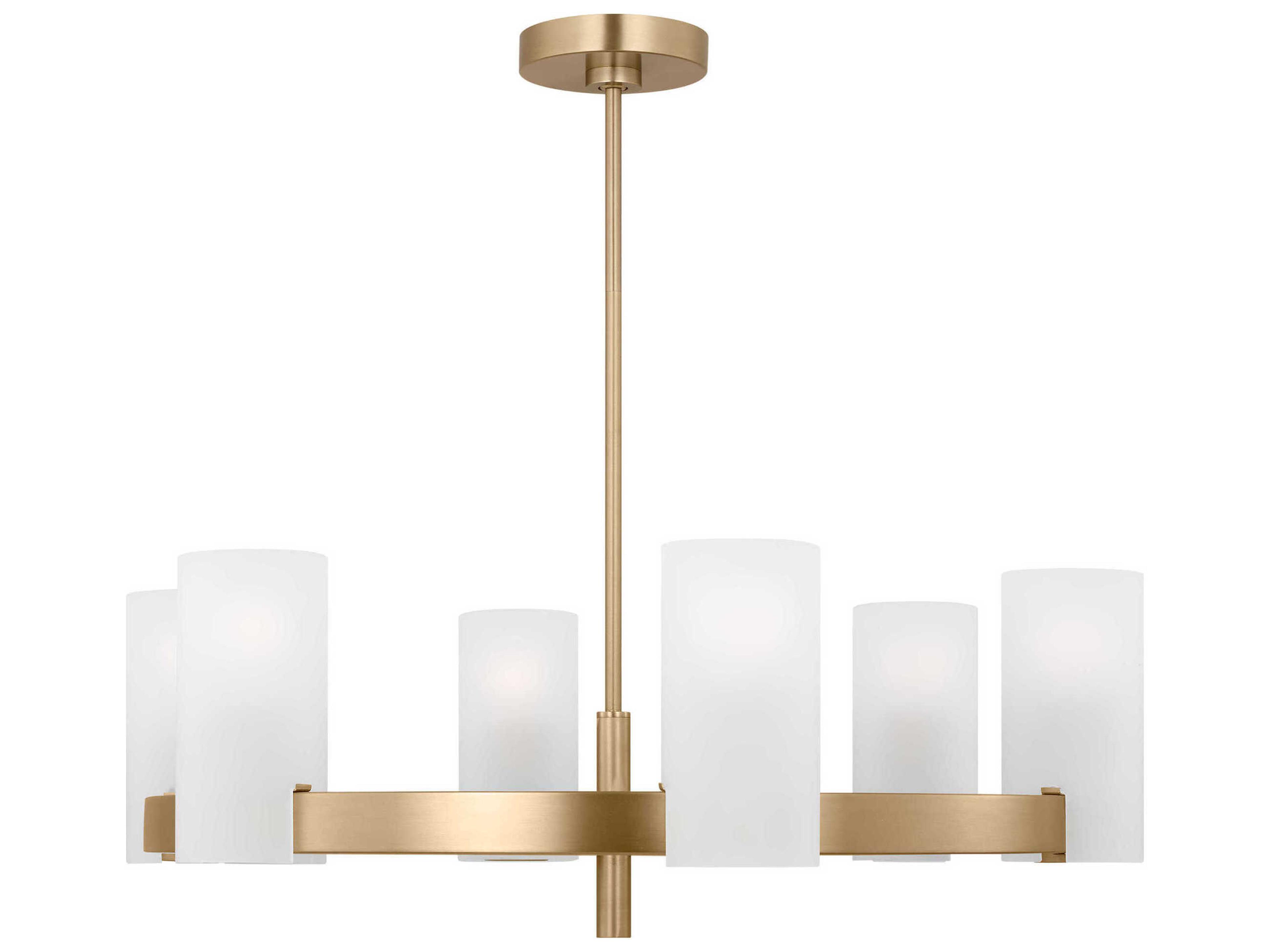 Visual Comfort Studio Rhode 6-Light Satin Brass Cylinder Chandelier