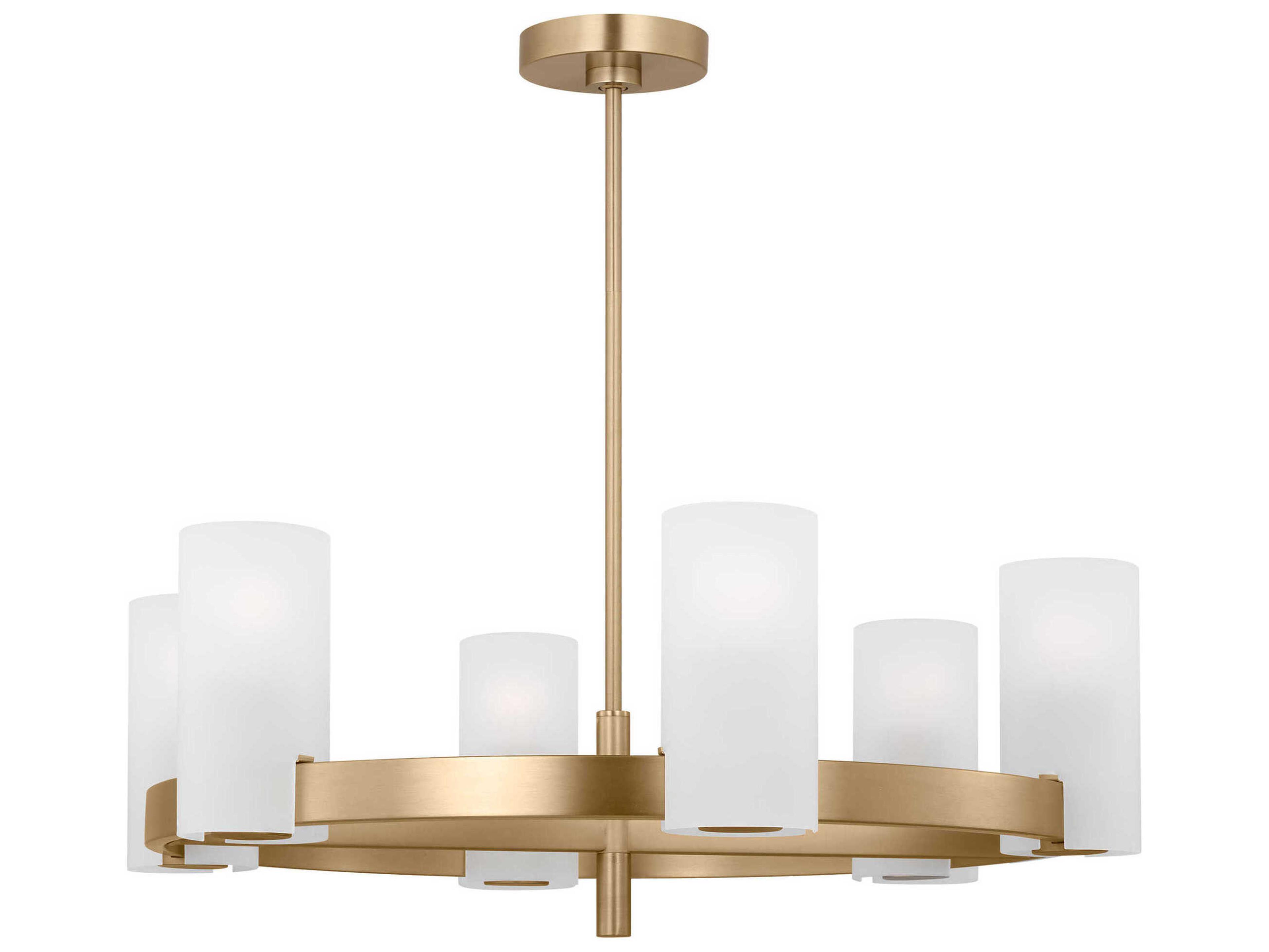 Visual Comfort Studio Rhode 6-Light Satin Brass Cylinder Chandelier