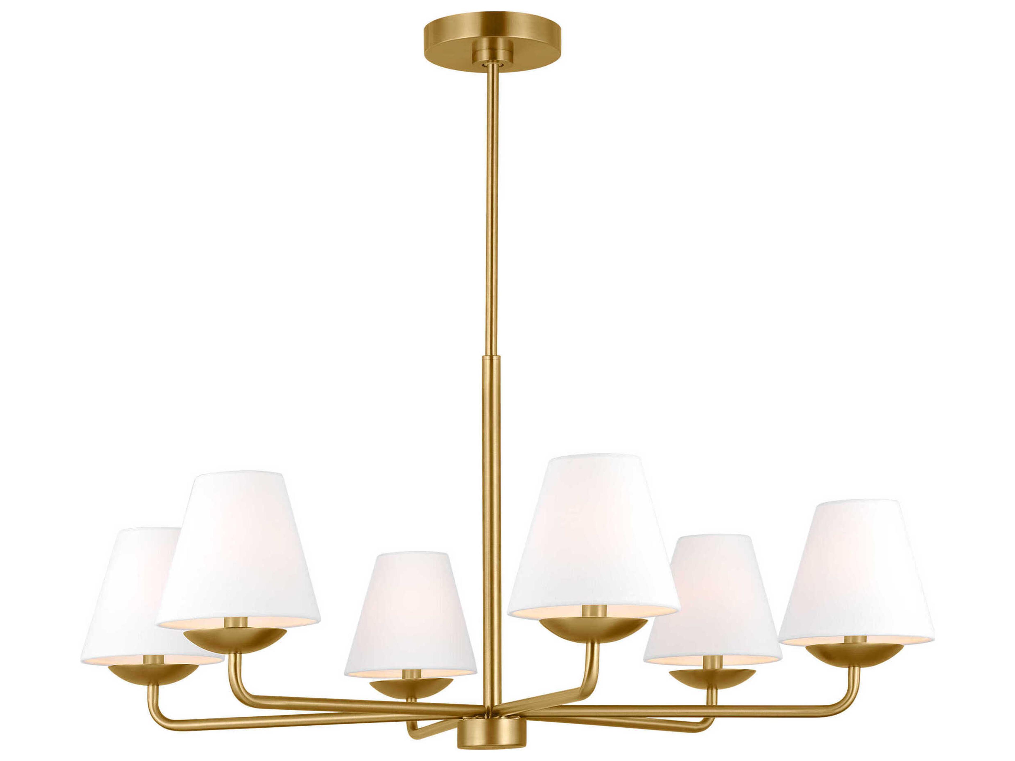 Albion 6-Light Satin Brass Chandelier White Linen Shades