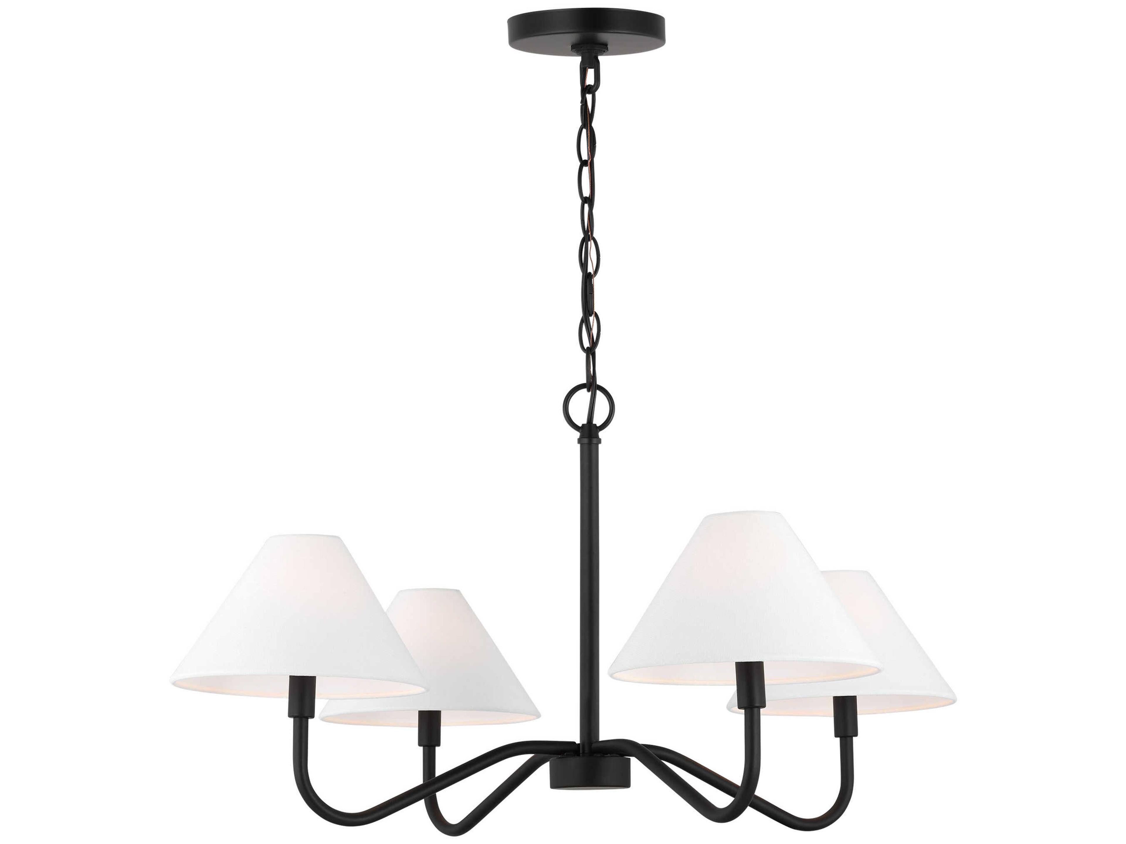 4 Light Chandelier Eldon Midnight Black Linen Shades
