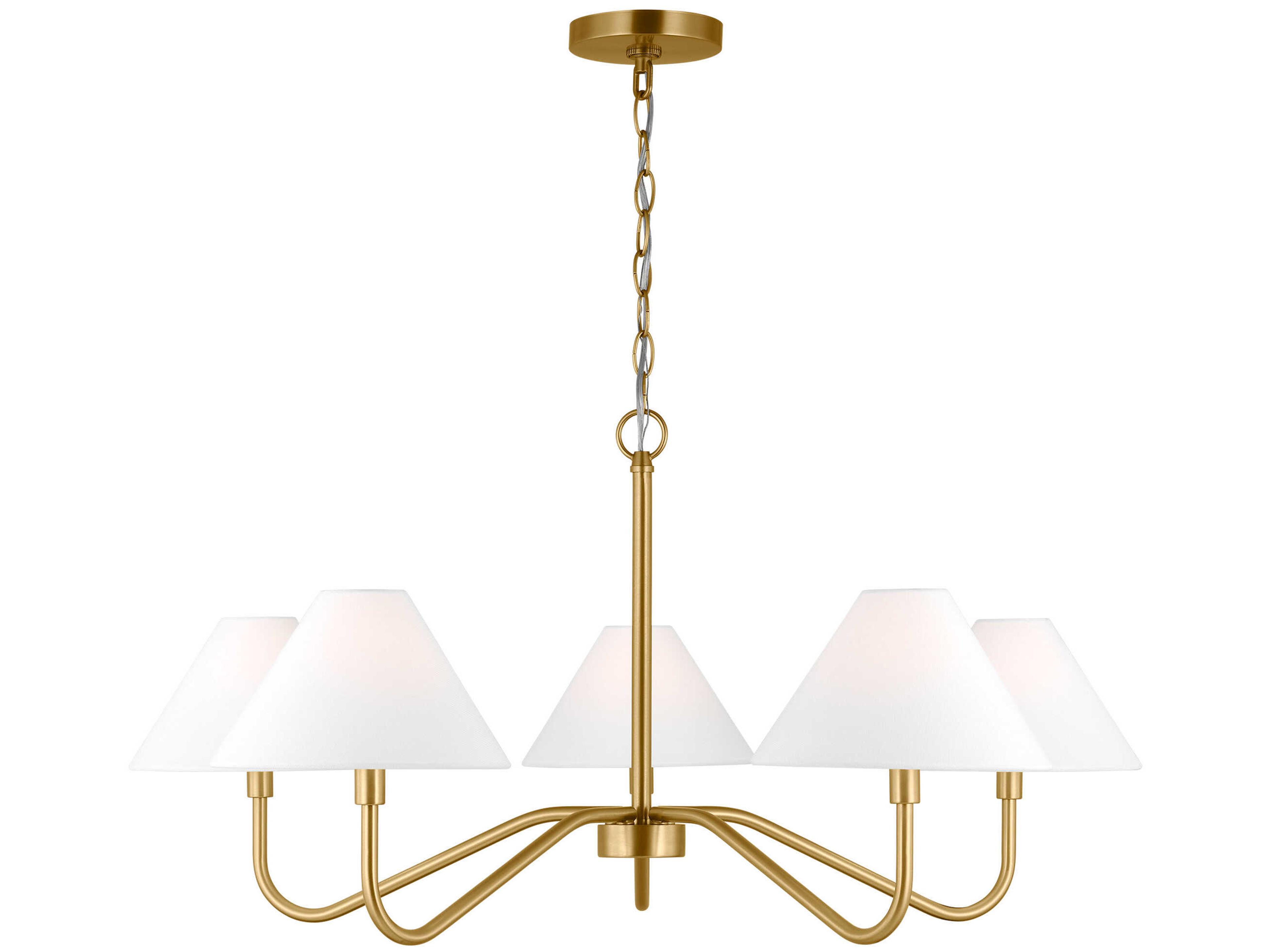 Visual Comfort Studio Eldon 5-Light Satin Brass Empire Chandelier