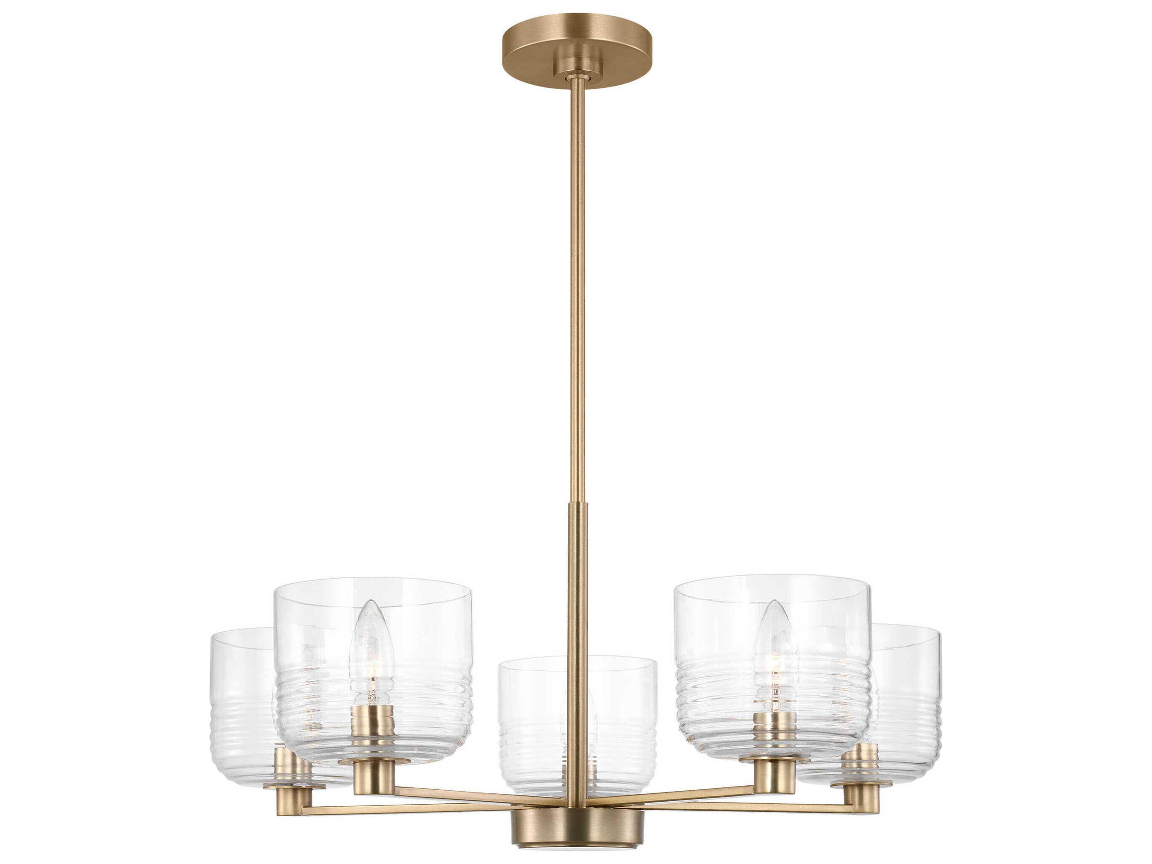 Chandelier Lochdale Satin Brass Ribbed Glass