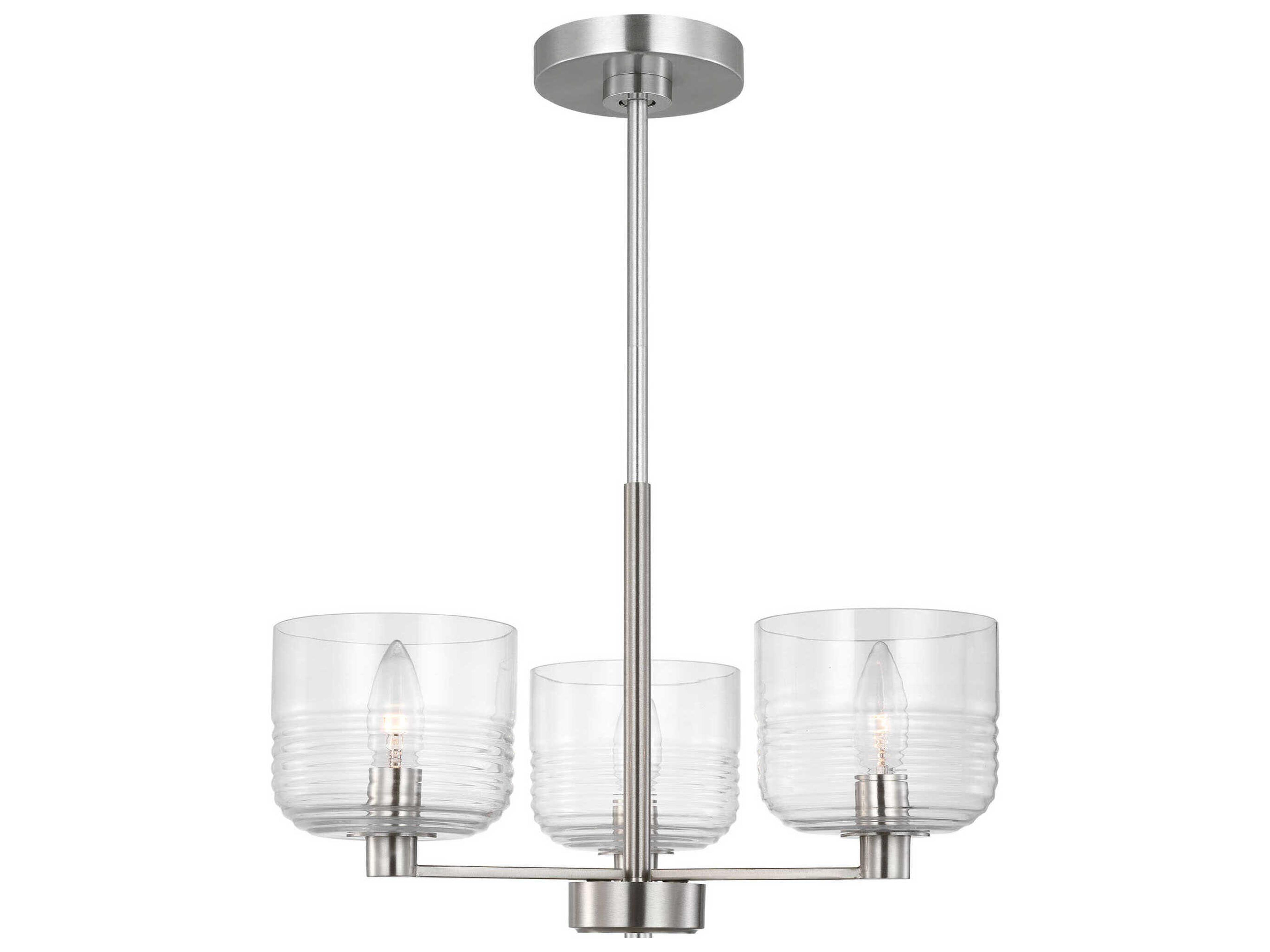 Lochdale 3-Light Chandelier Brushed Nickel Clear Ribbed Glass