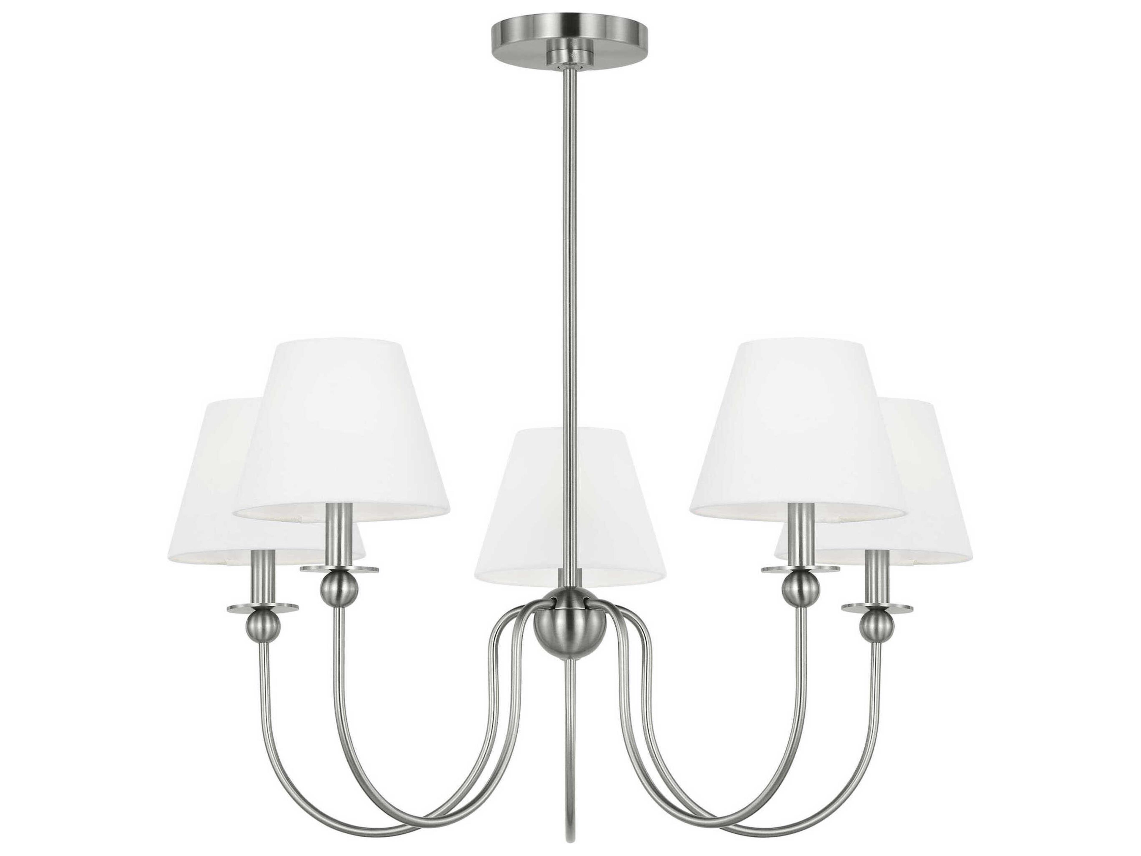 5 Light Chandelier Elsay Brushed Nickel Transitional