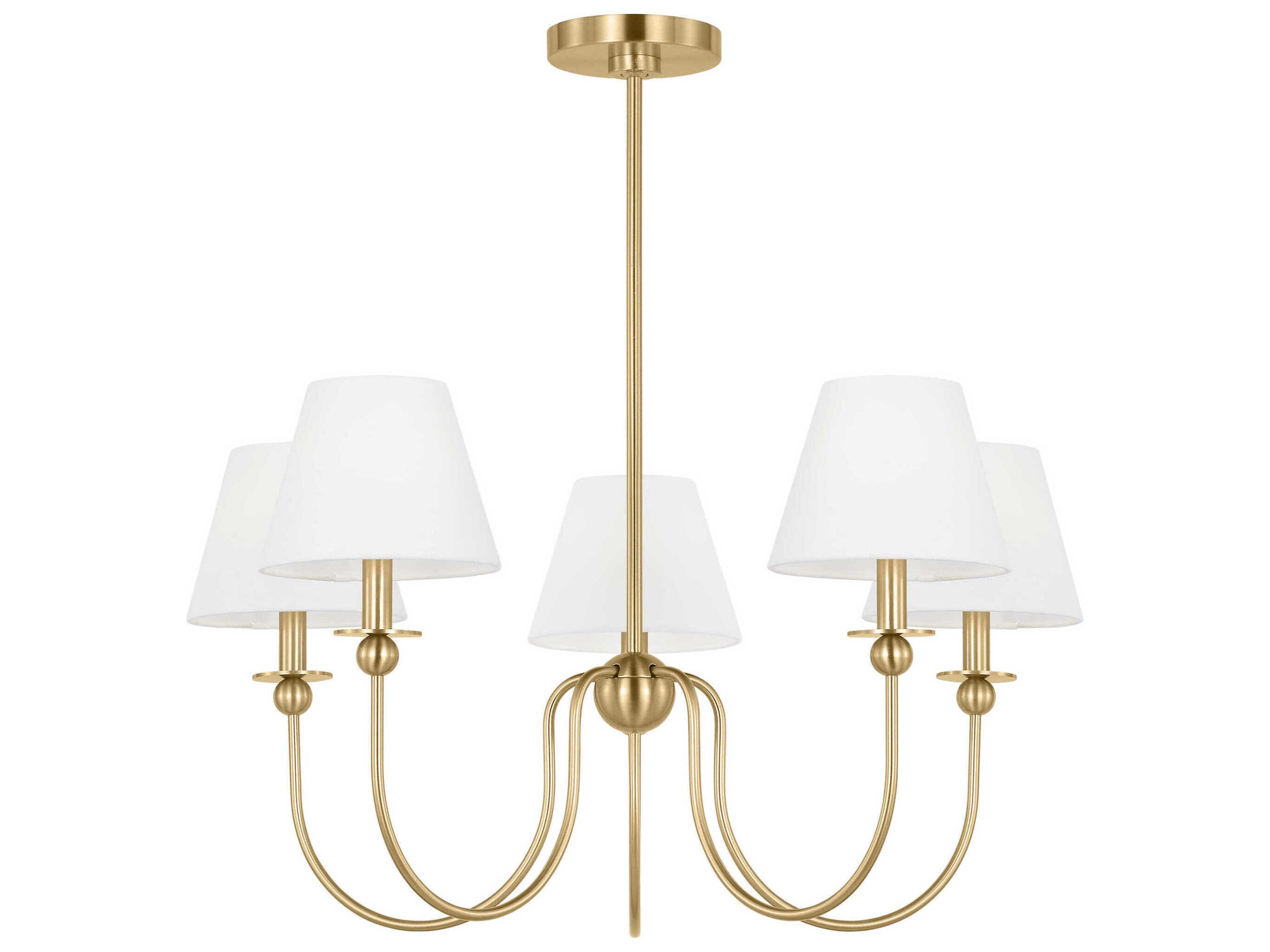 5-Light Chandelier Elsay Satin Brass White Linen