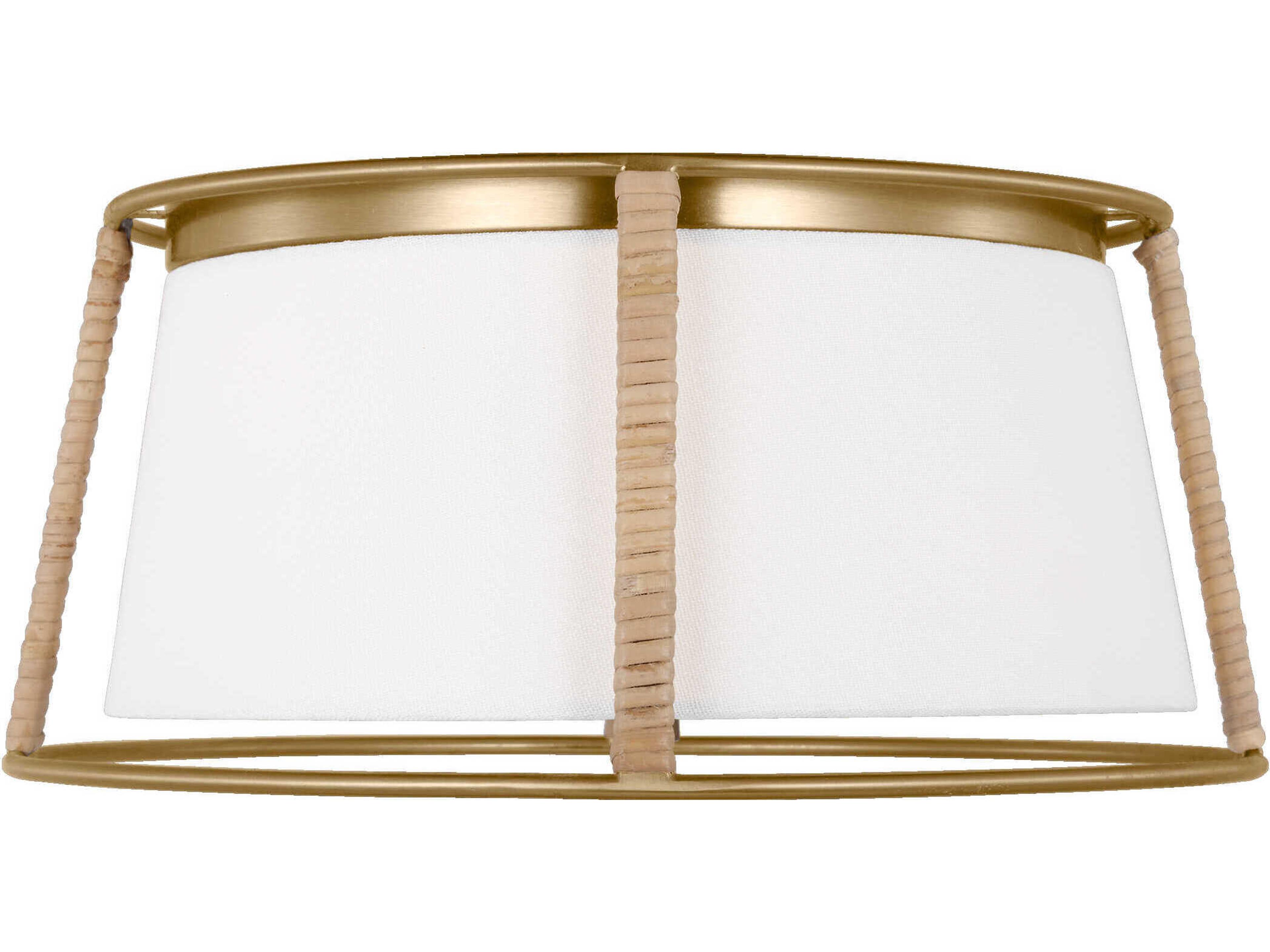 Cortes 2 Light Flush Mount Ceiling Light Satin Brass Rattan