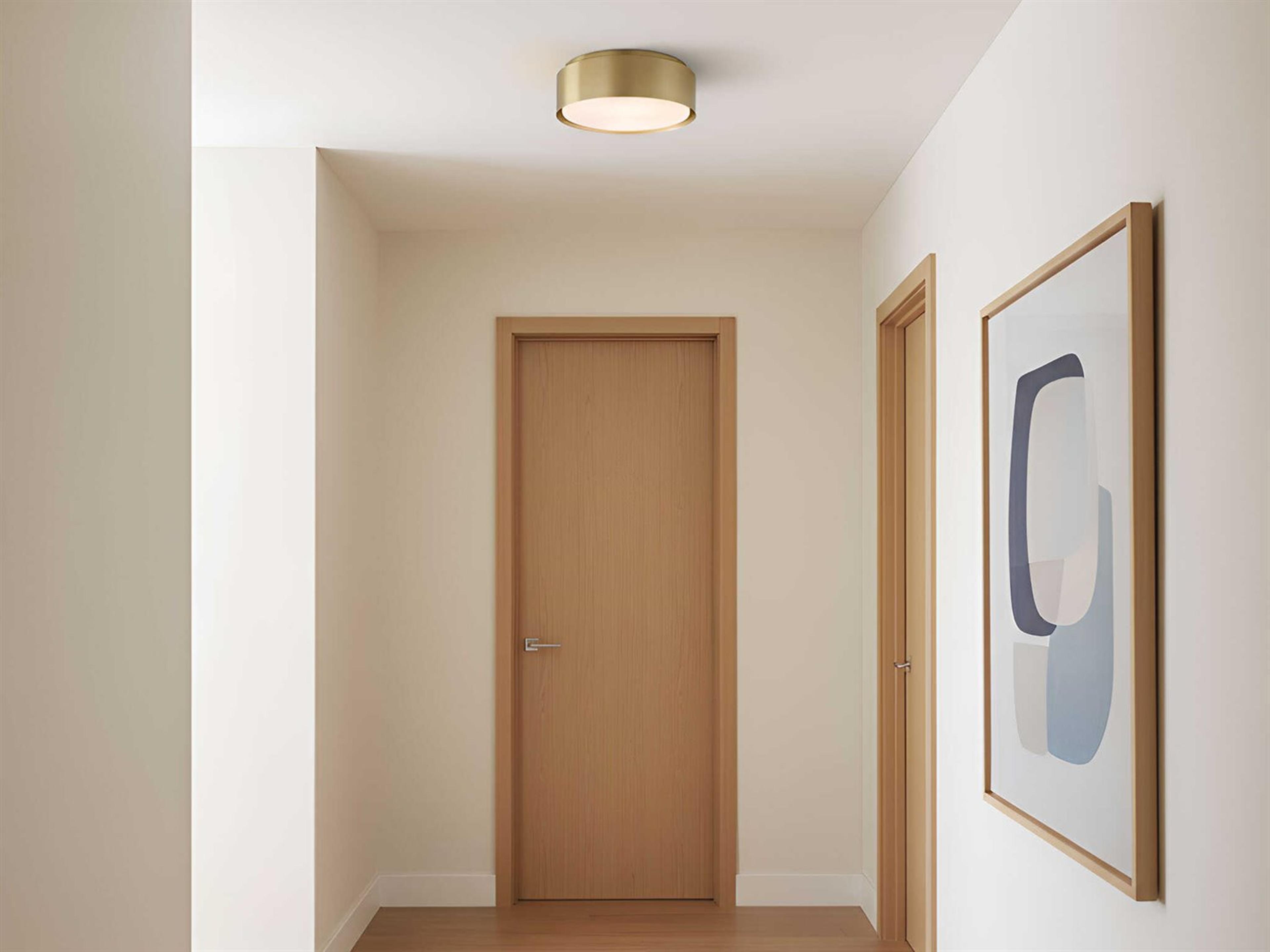 Visual Comfort Studio Dartmore 2-Light Satin Brass Drum Flush Mount