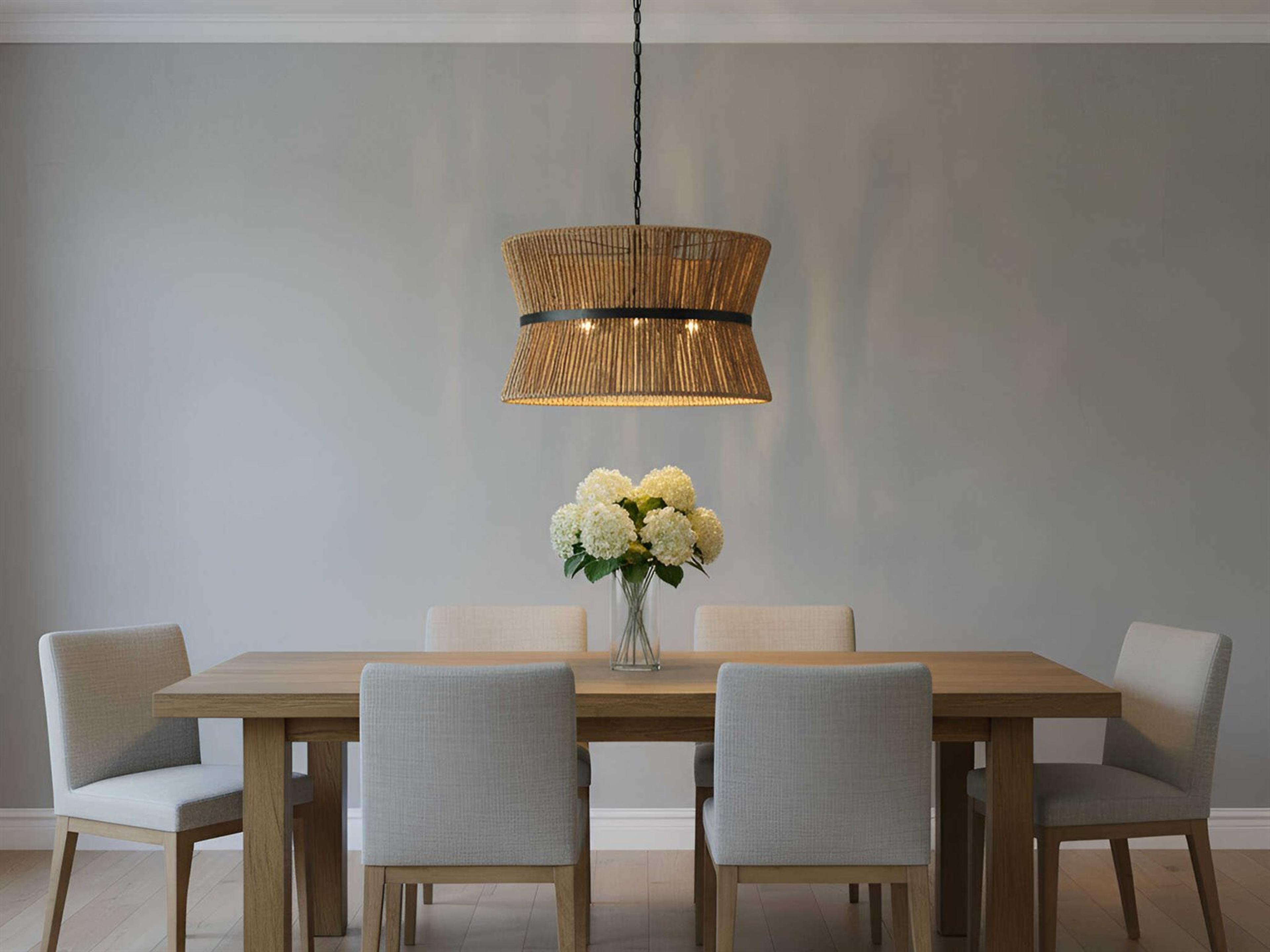 Visual Comfort Studio Thurlo 3-Light Midnight Black Brown Drum Pendant