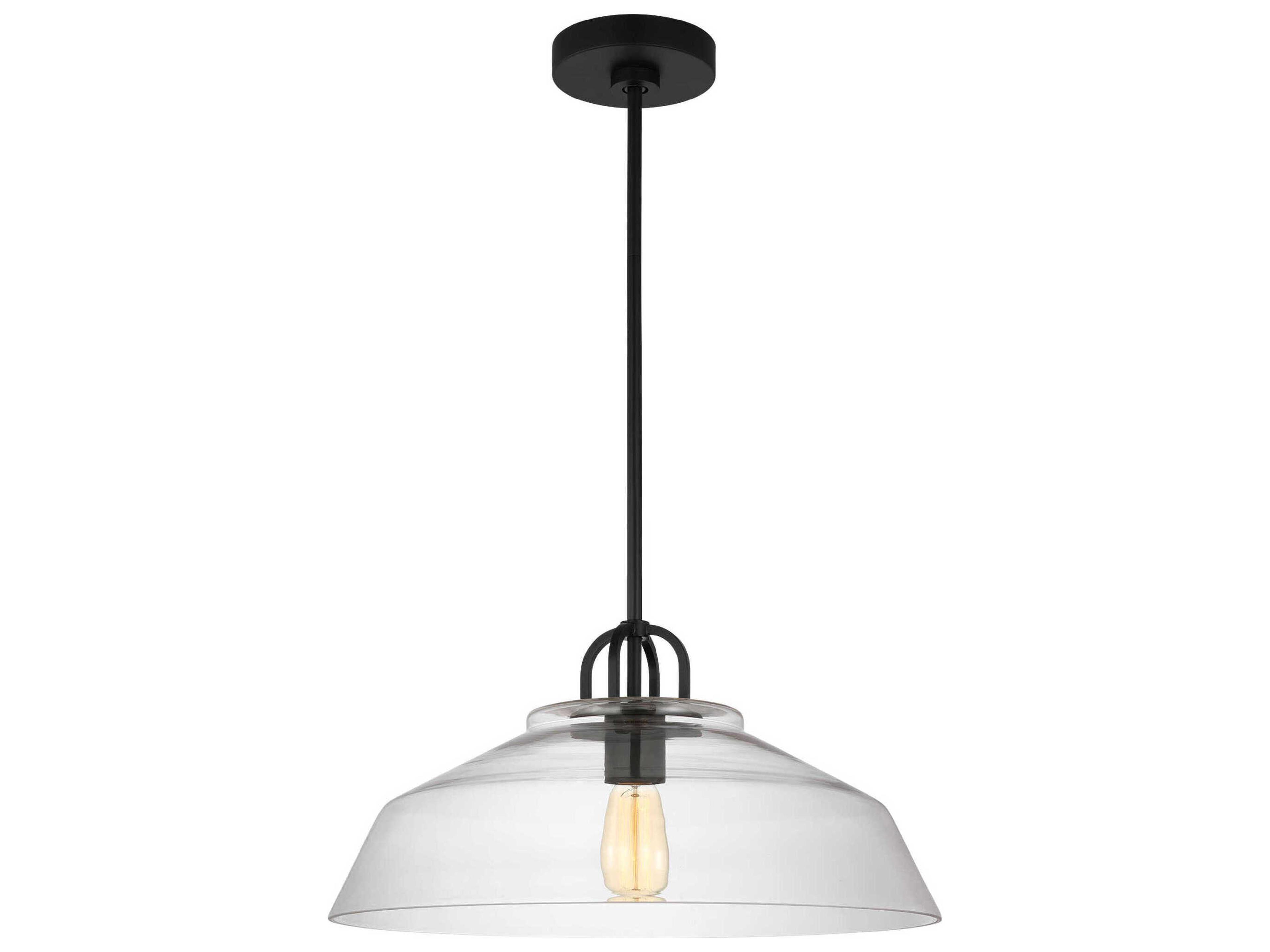 Payton 20-Inch Clear Glass Pendant Light Midnight Black