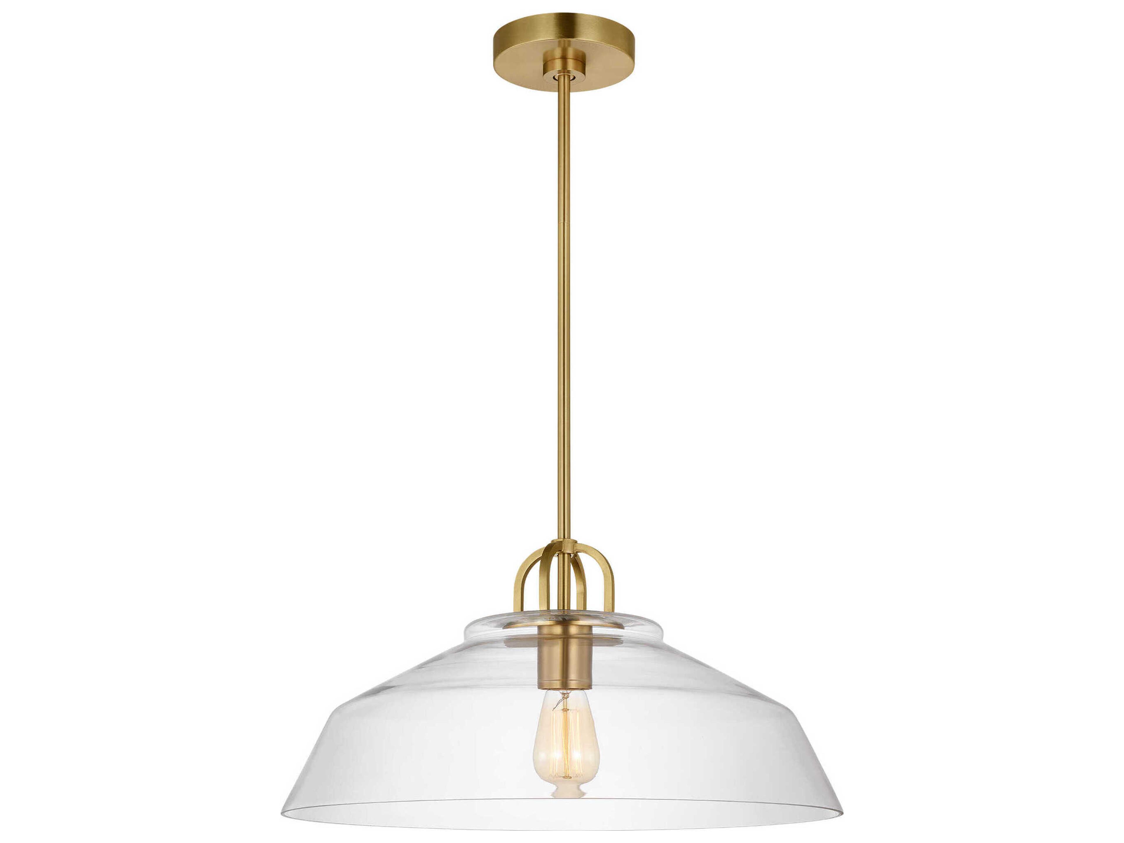 Payton 1-Light 20-Inch Pendant Satin Brass Clear Glass Shade