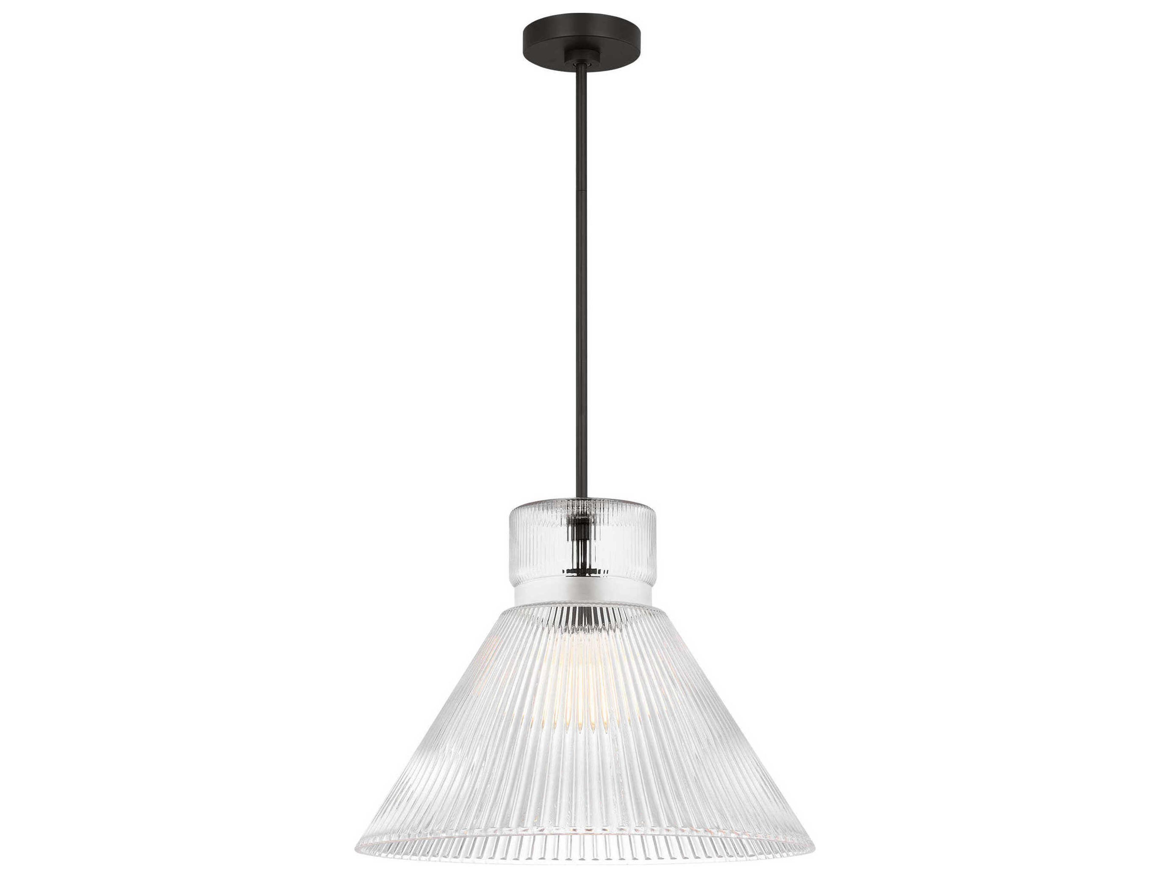 Liouet Large Pendant Midnight Black Clear Ribbed Glass
