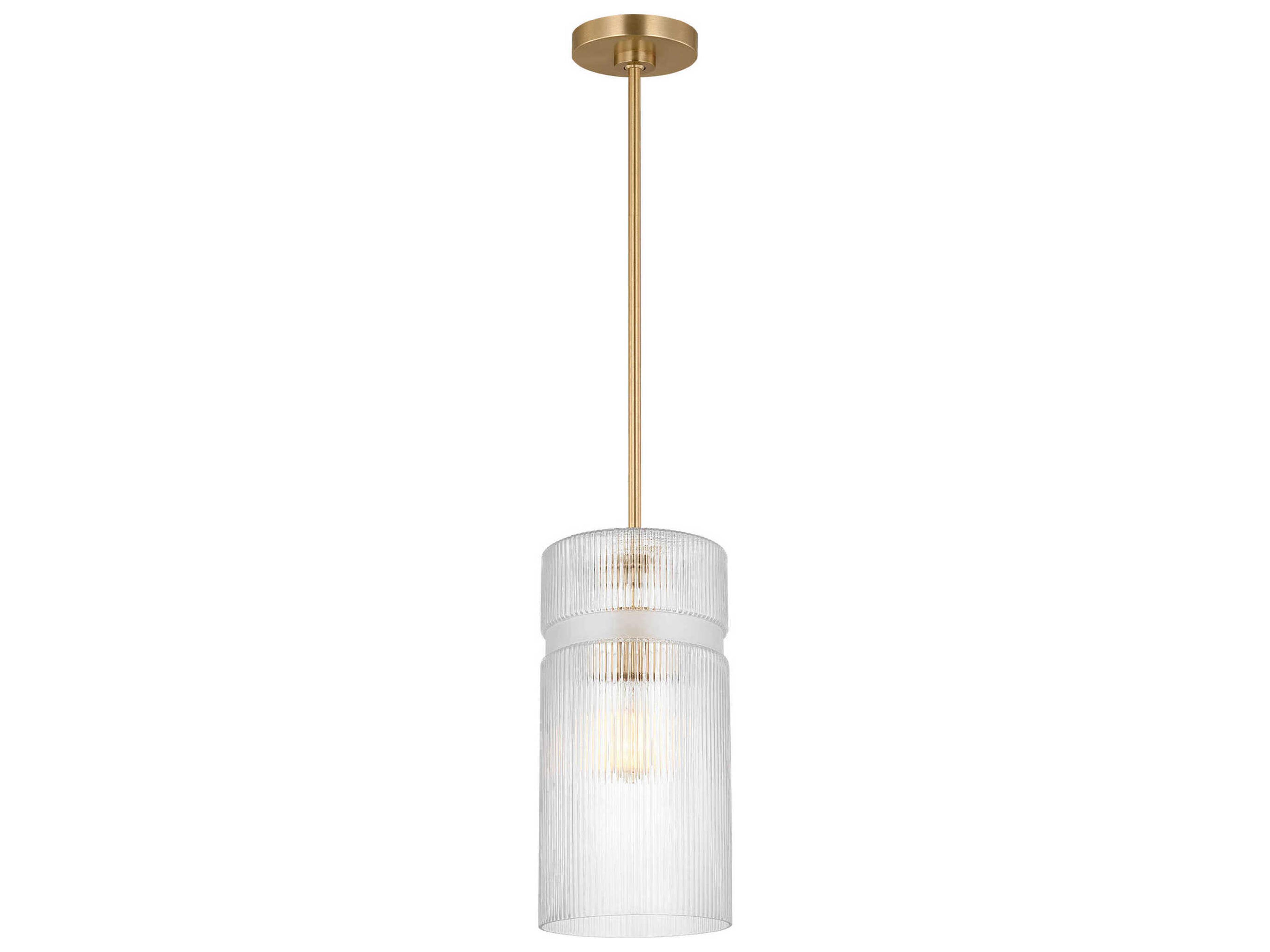 Liouet Small Pendant Light Satin Brass Clear Ribbed Glass