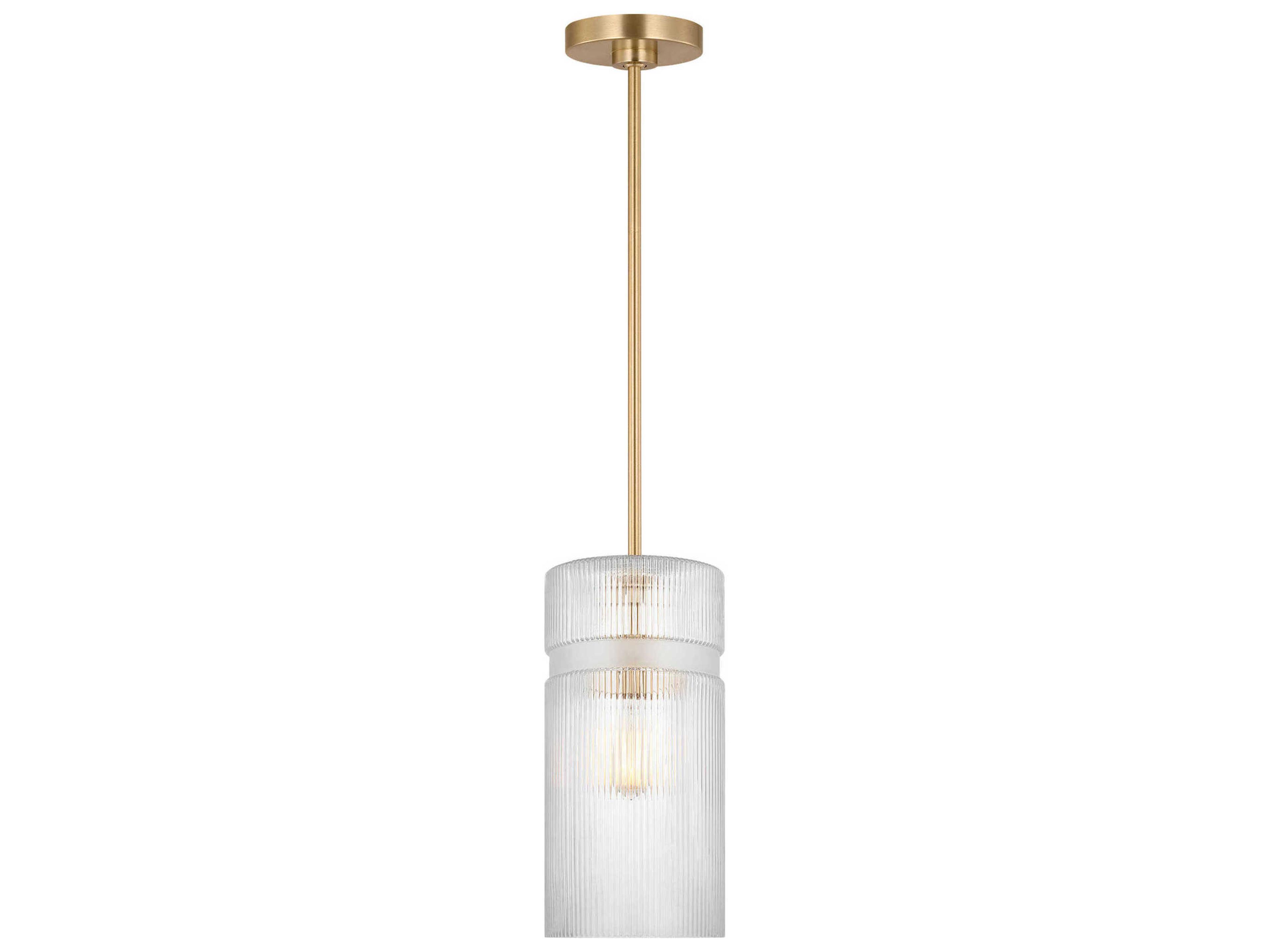 Visual Comfort Studio Liouet 1-Light Satin Brass Cylinder Mini Pendant