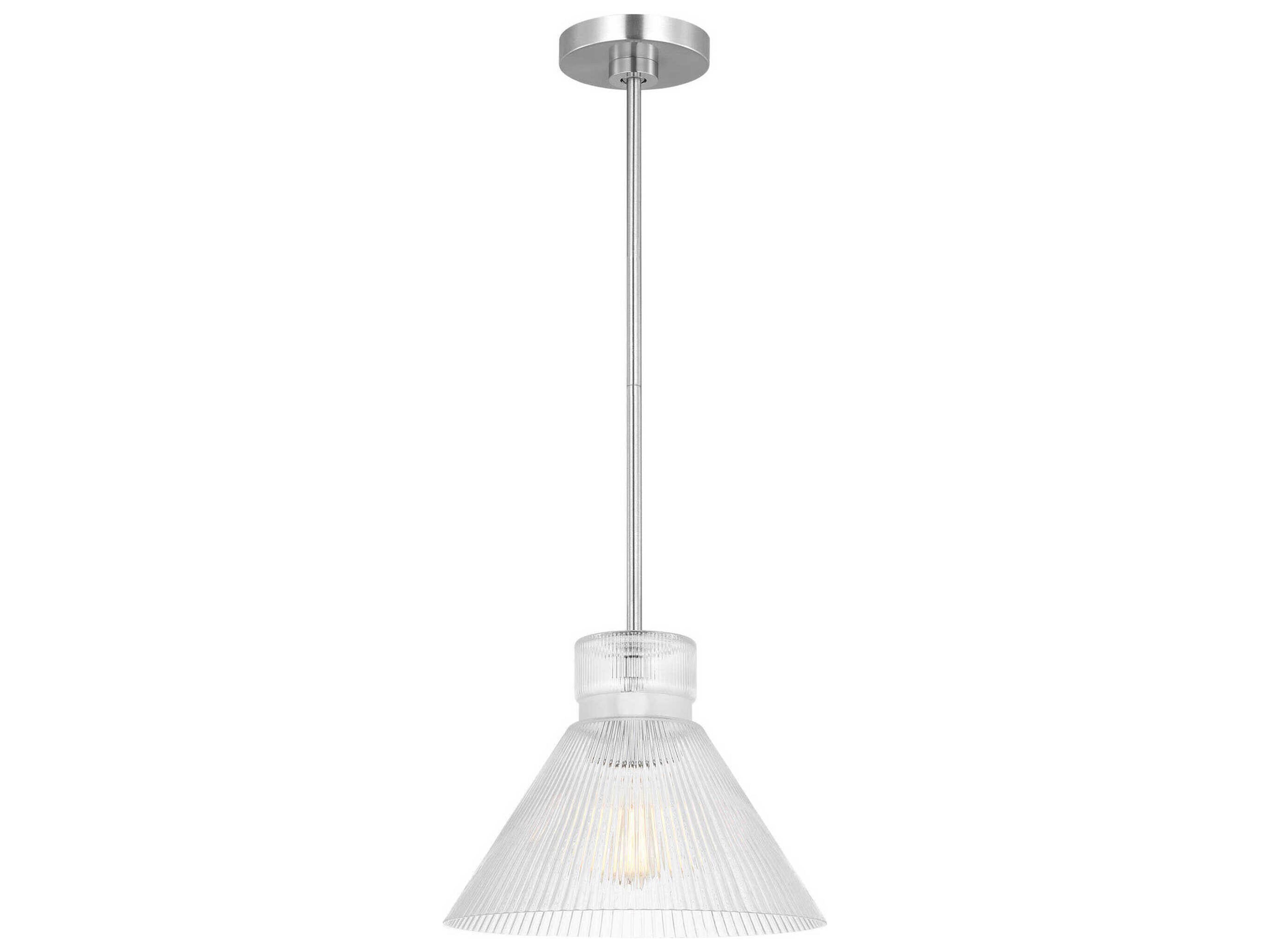 1 Light Pendant Liouet Brushed Nickel Clear Ribbed Glass