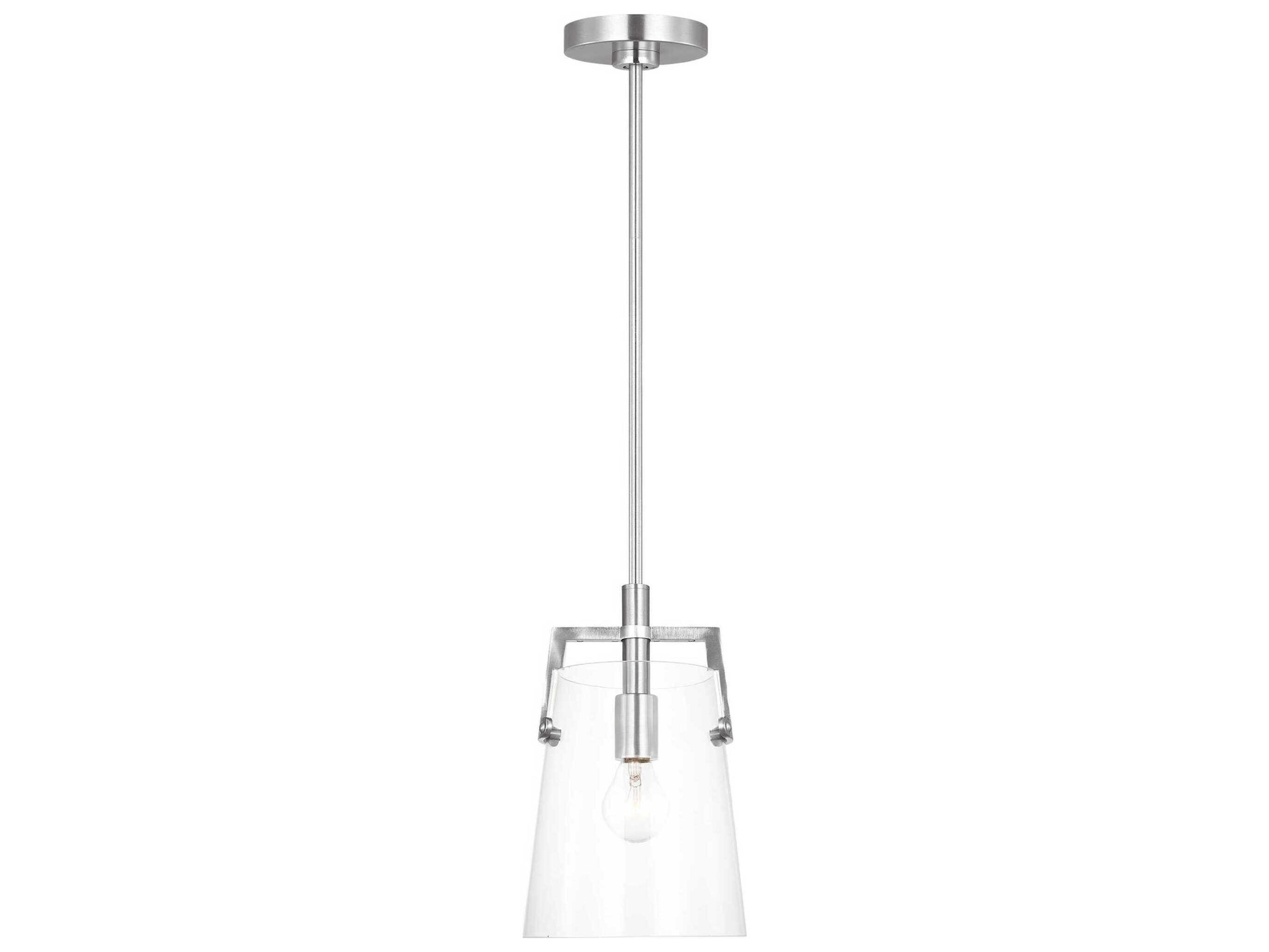 Visual Comfort Studio Crofton 1-Light Brushed Nickel Cylinder Mini Pendant
