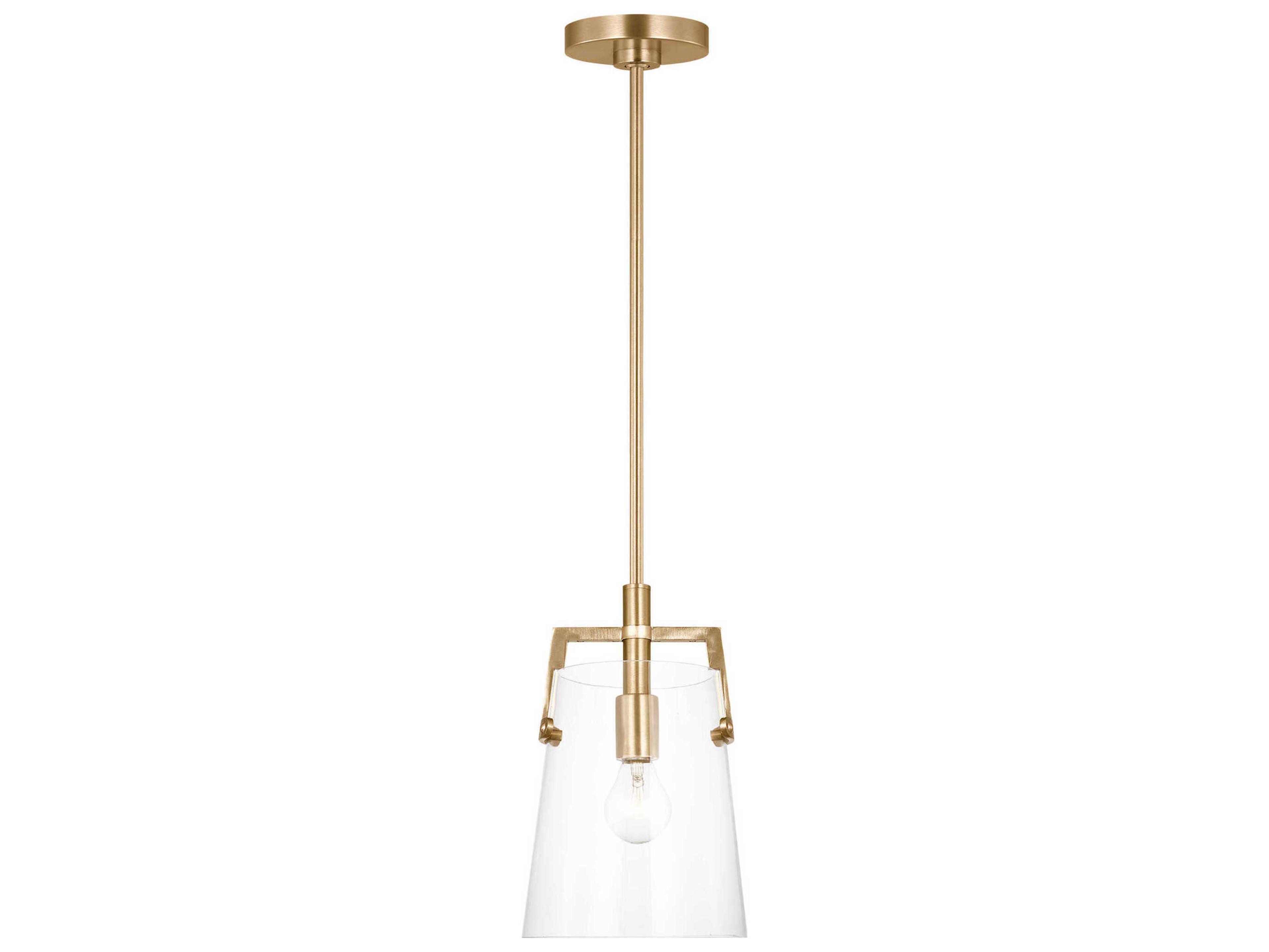 Visual Comfort Studio Crofton 1-Light Satin Brass Cylinder Mini Pendant