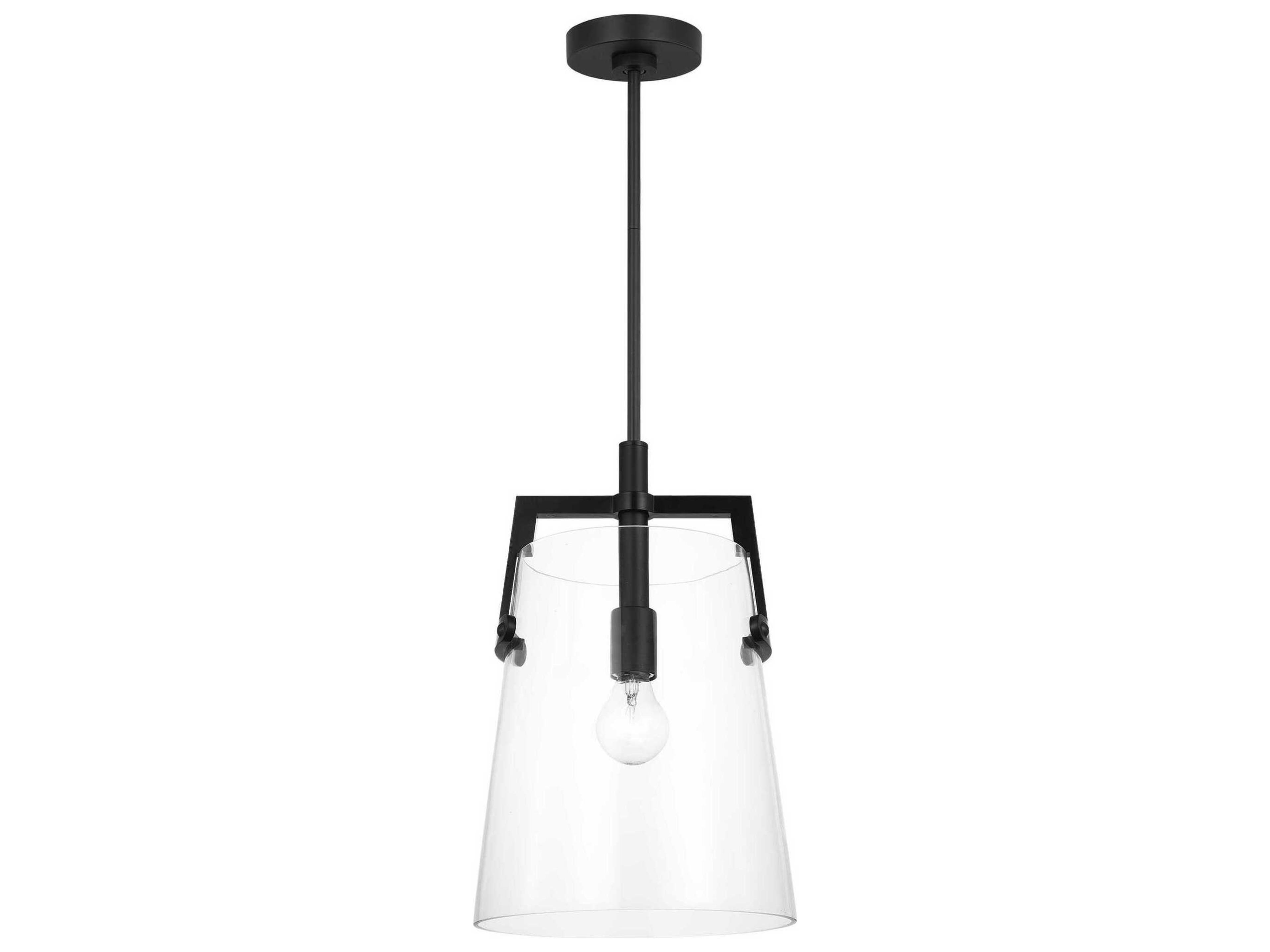 Crofton 1 Light Pendant Midnight Black Clear Glass